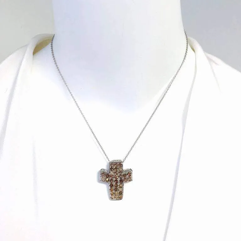 Andreoli Multi-Color Diamond Cross Pendant Necklace