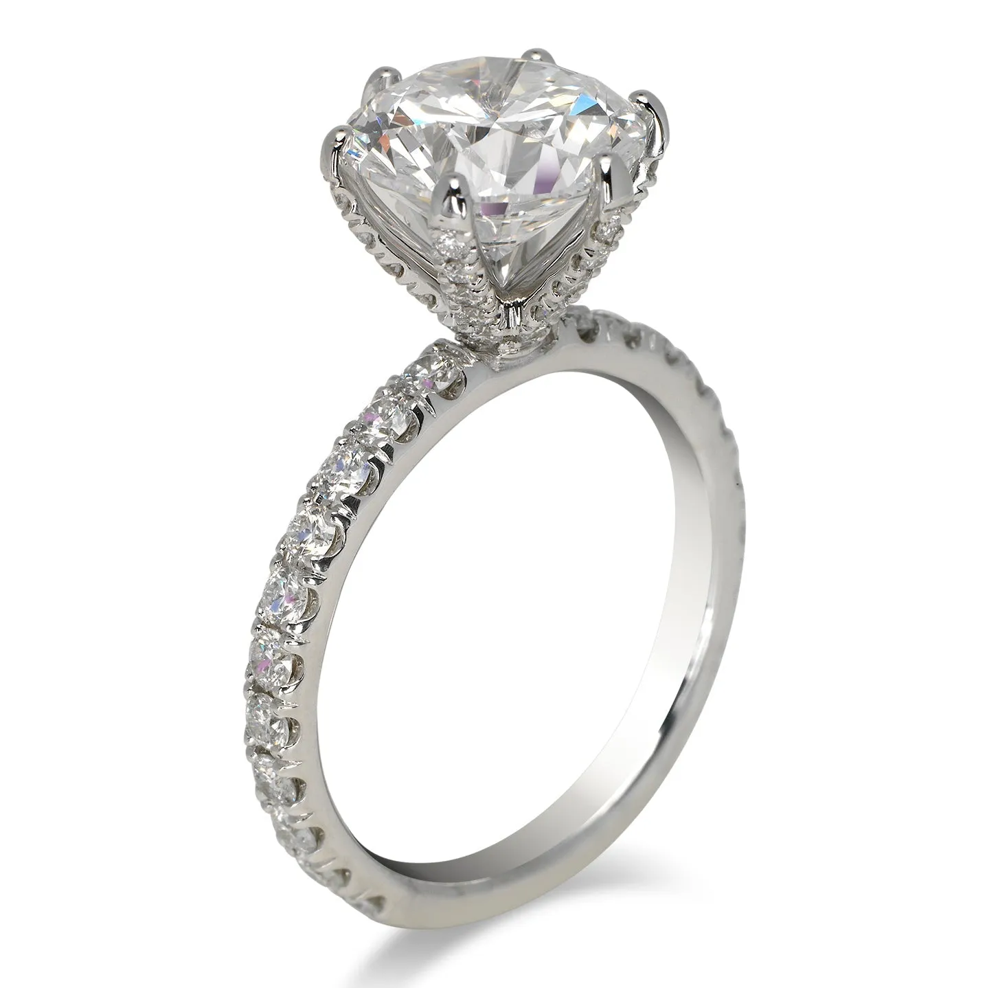 ANN 4 Carat Round Cut Diamond Engagement Ring in 18K White Gold GIA Certified 3 ct D Color VVS1 Clarity BY MIKE NEKTA