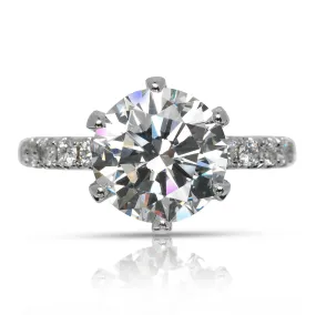 ANN 4 Carat Round Cut Diamond Engagement Ring in 18K White Gold GIA Certified 3 ct D Color VVS1 Clarity BY MIKE NEKTA