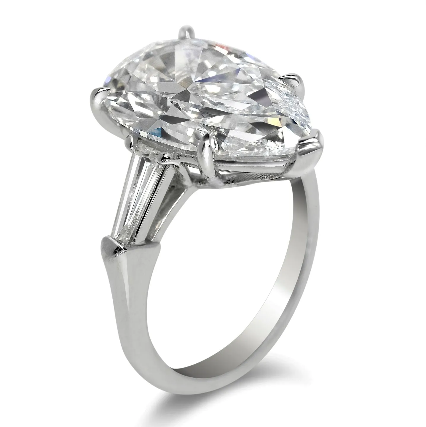 AURORA 7 CARAT PEAR SHAPE G COLOR VS1 CLARITY DIAMOND ENGAGEMENT RING PLATINUM GIA CERTIFIED 7 CT G VS1 W BAGUETTES BY MIKE NEKTA