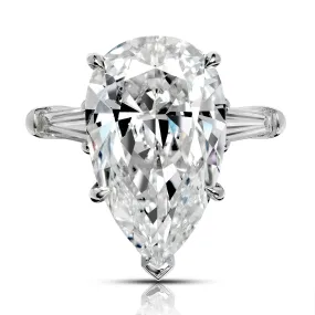 AURORA 7 CARAT PEAR SHAPE G COLOR VS1 CLARITY DIAMOND ENGAGEMENT RING PLATINUM GIA CERTIFIED 7 CT G VS1 W BAGUETTES BY MIKE NEKTA