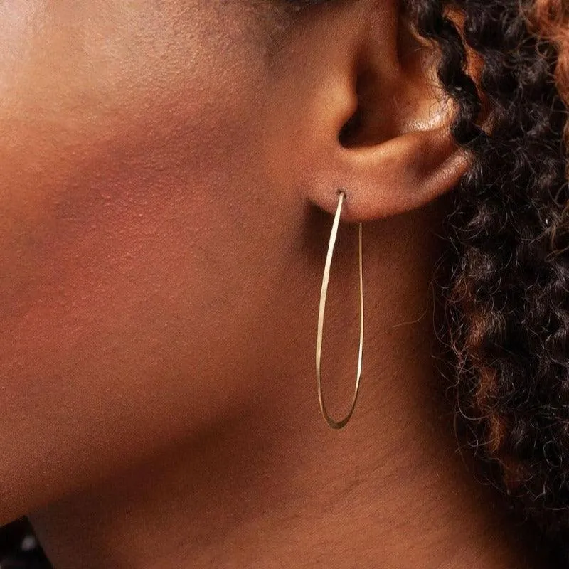 Azmera Hammered Loop Earrings in Brass