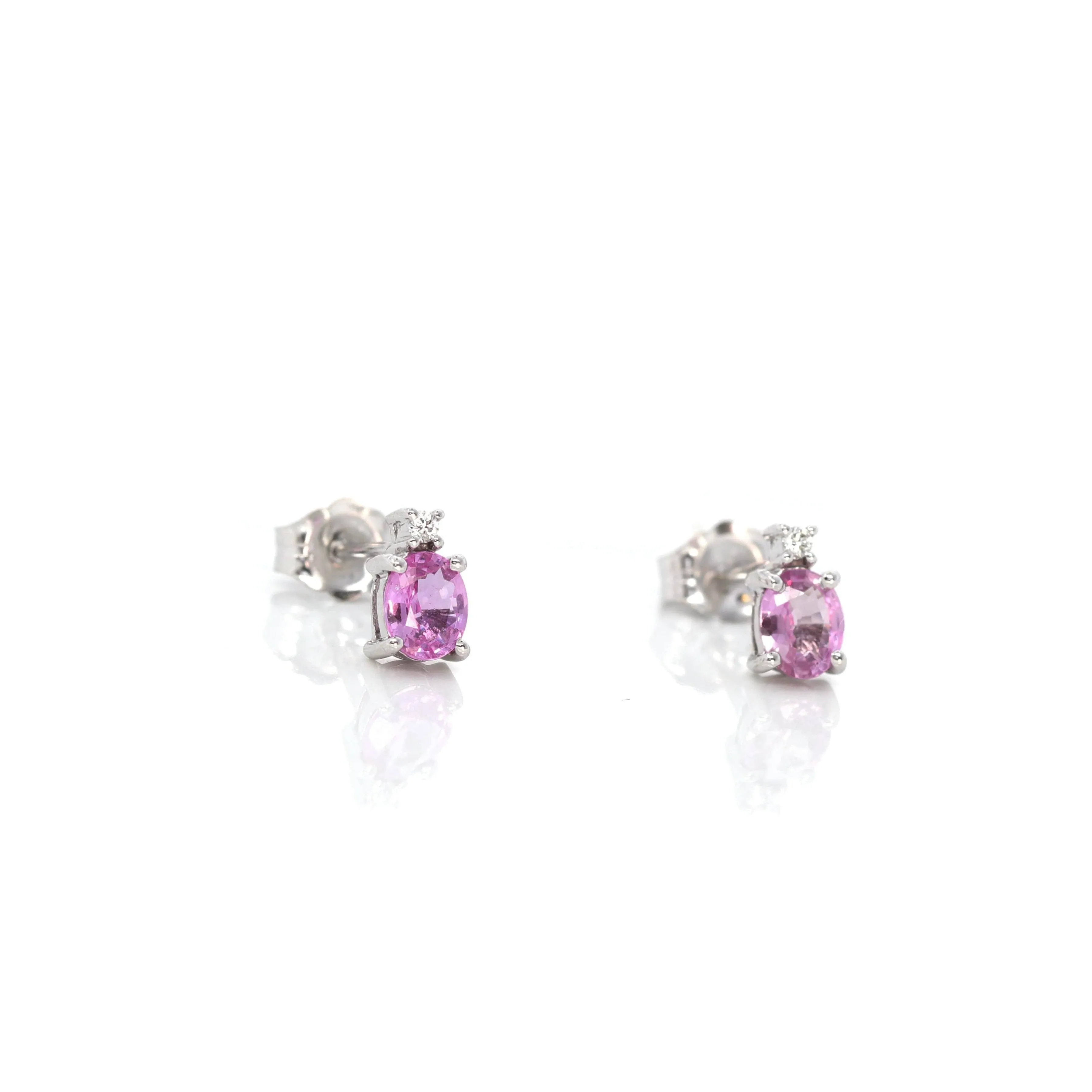 Baikalla? 14k Classic White Gold Natural 3/4ct Pink Sapphire Earrings w/Diamond Halo