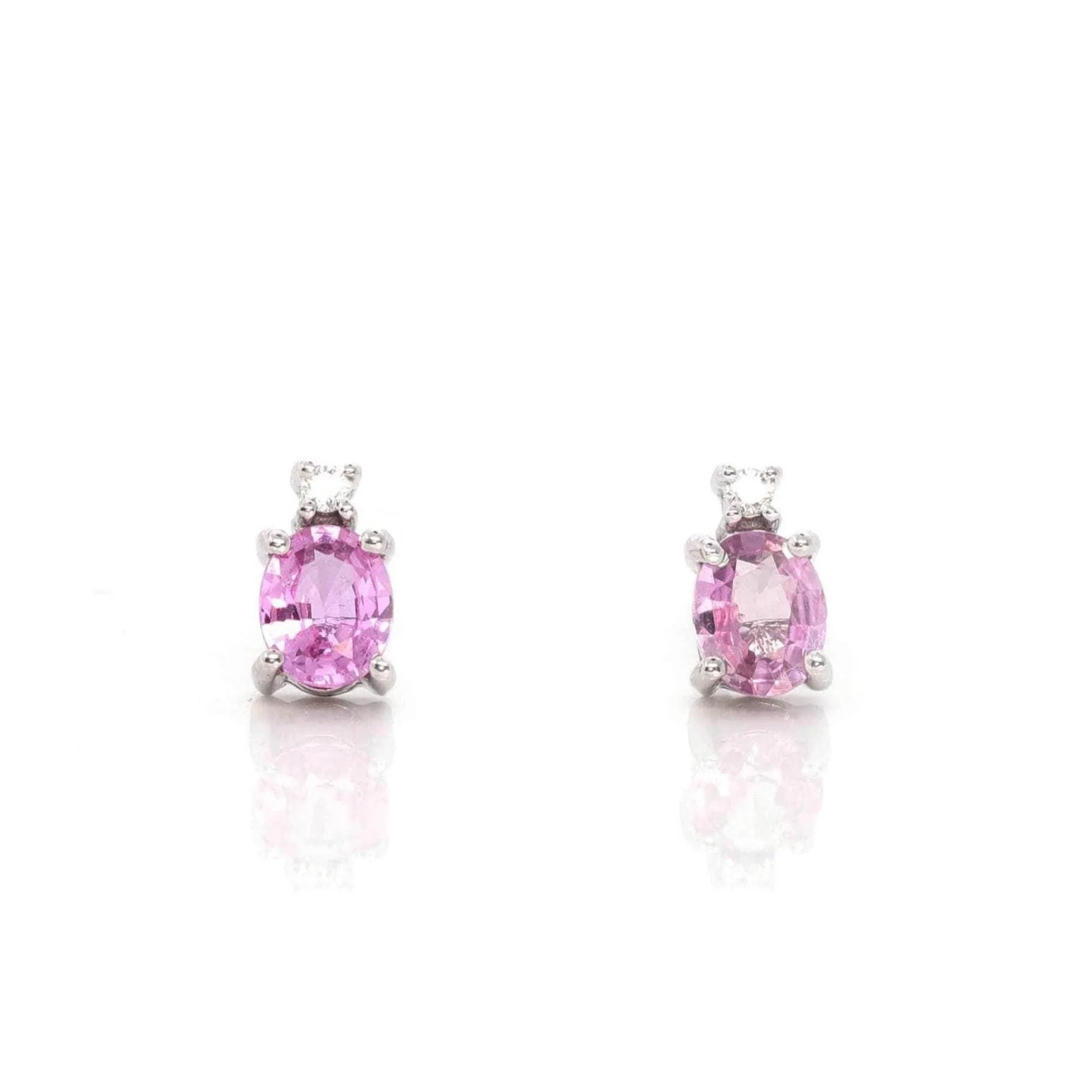 Baikalla? 14k Classic White Gold Natural 3/4ct Pink Sapphire Earrings w/Diamond Halo