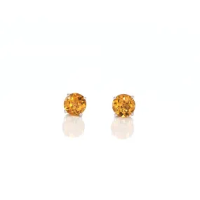 Baikalla 14k Classic White Gold Natural 4mm Citrine Stud Earrings