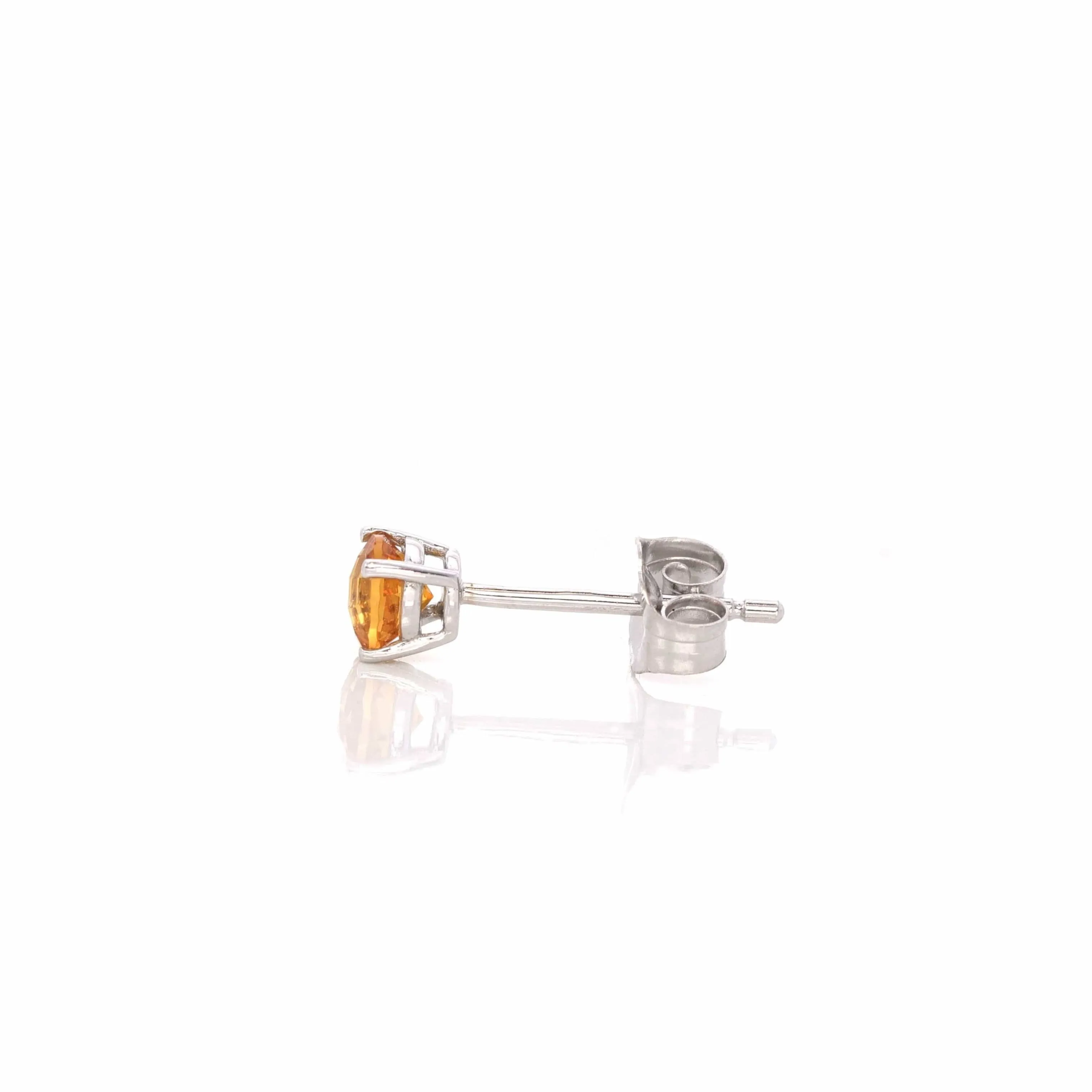 Baikalla 14k Classic White Gold Natural 4mm Citrine Stud Earrings