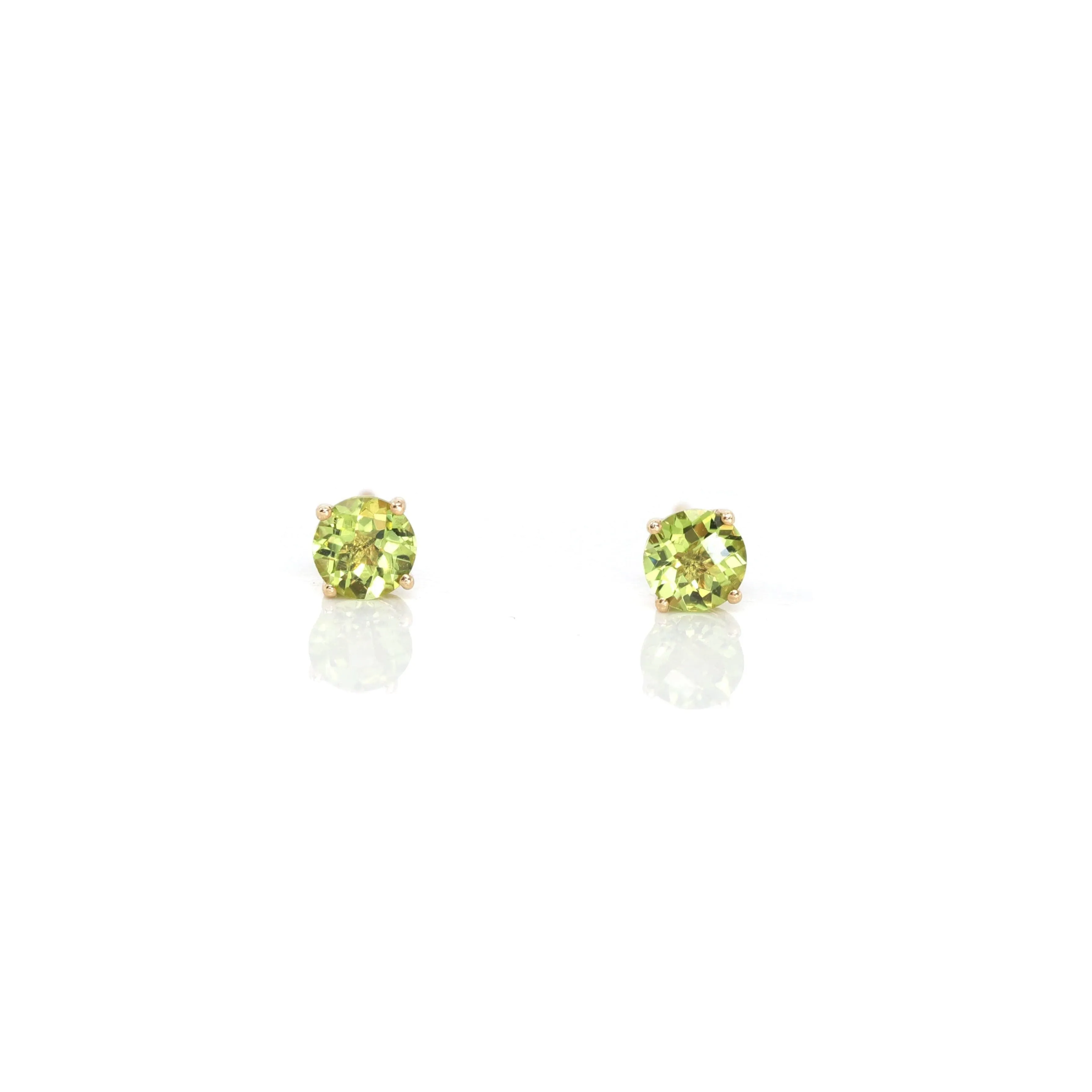 Baikalla 14k Classic Yellow Gold Natural 4*4mm 1/2cttw Peridot Earrings