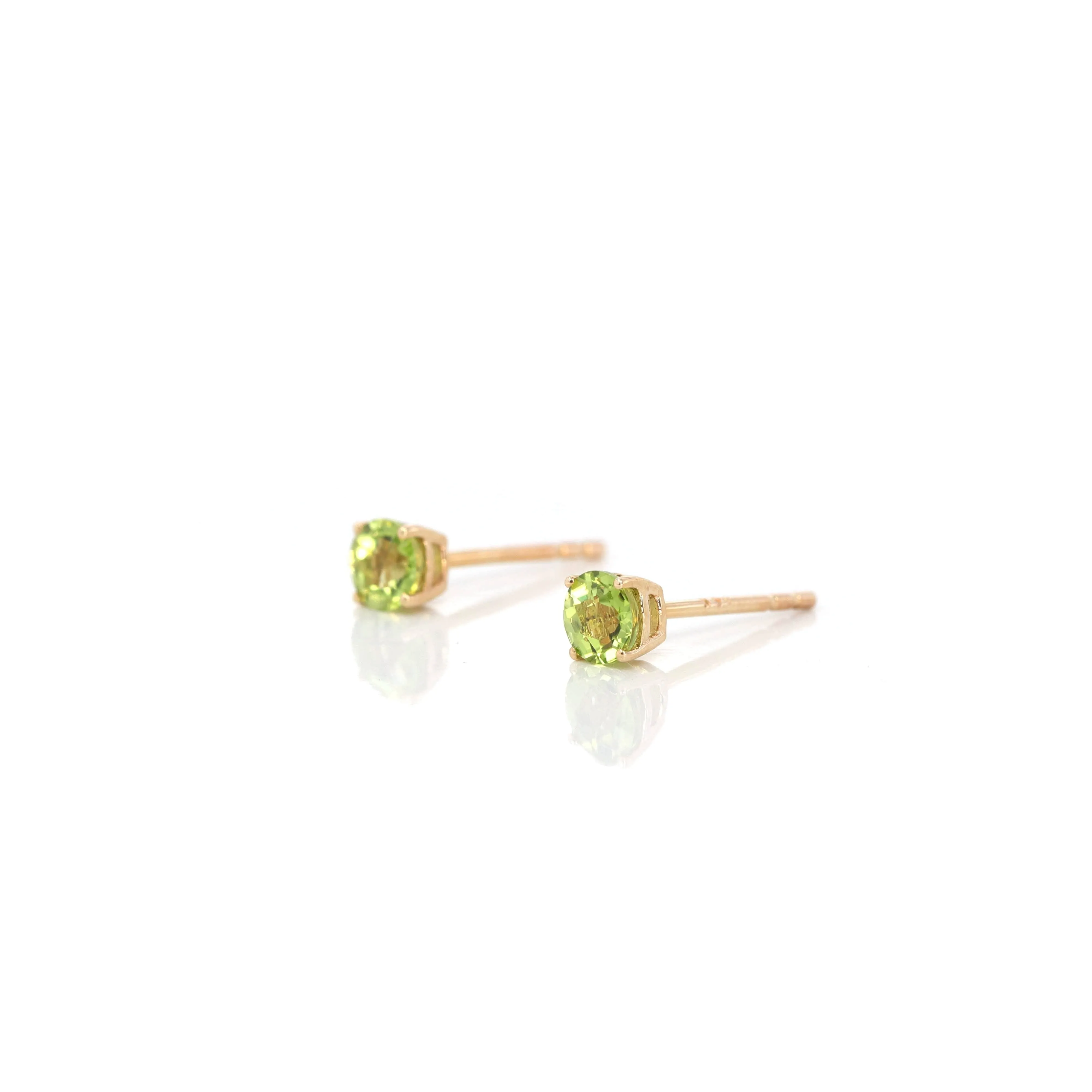 Baikalla 14k Classic Yellow Gold Natural 4*4mm 1/2cttw Peridot Earrings