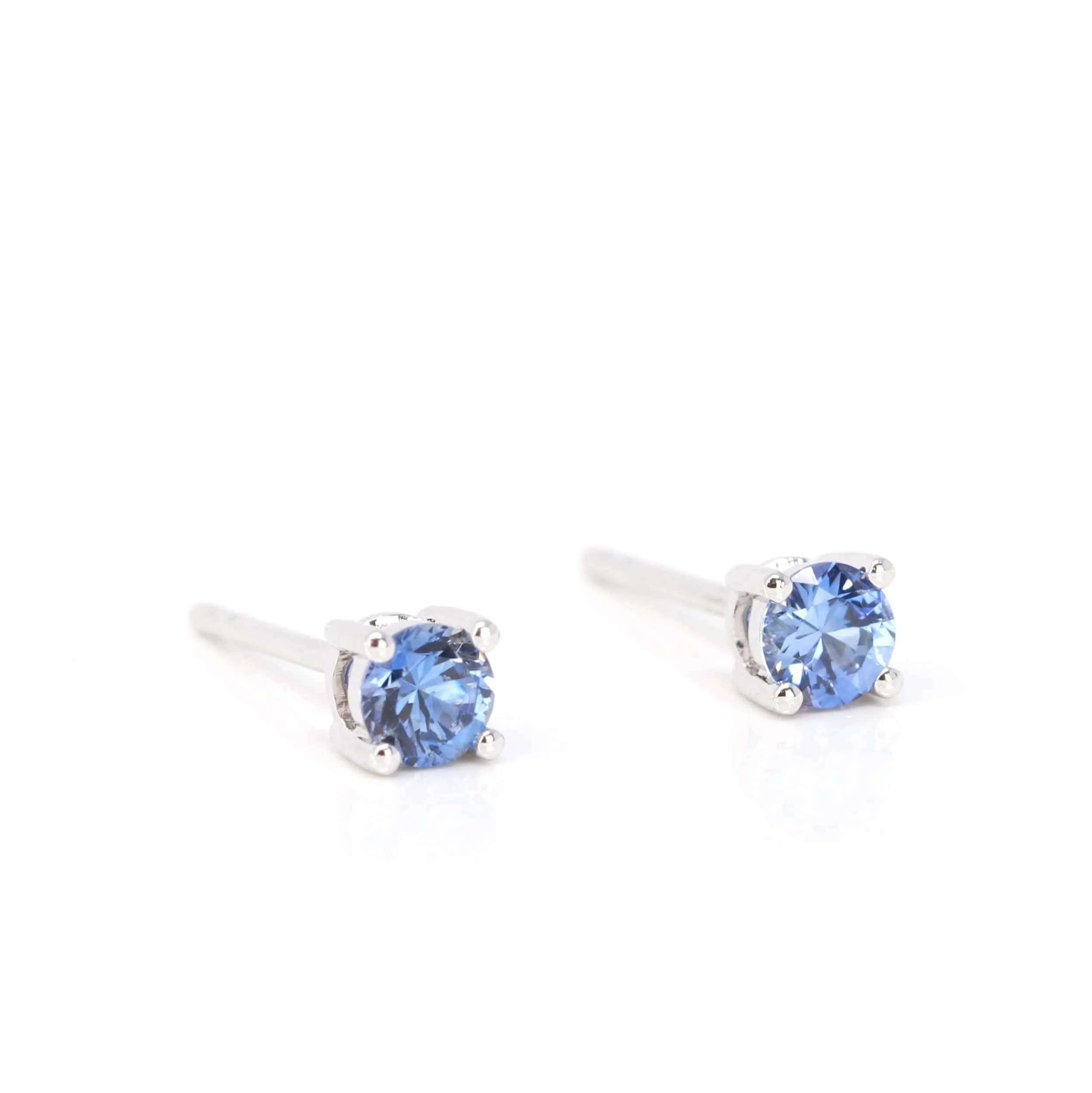 Baikalla? 14k White Gold Sapphire Round 4 Prong Stud Earrings