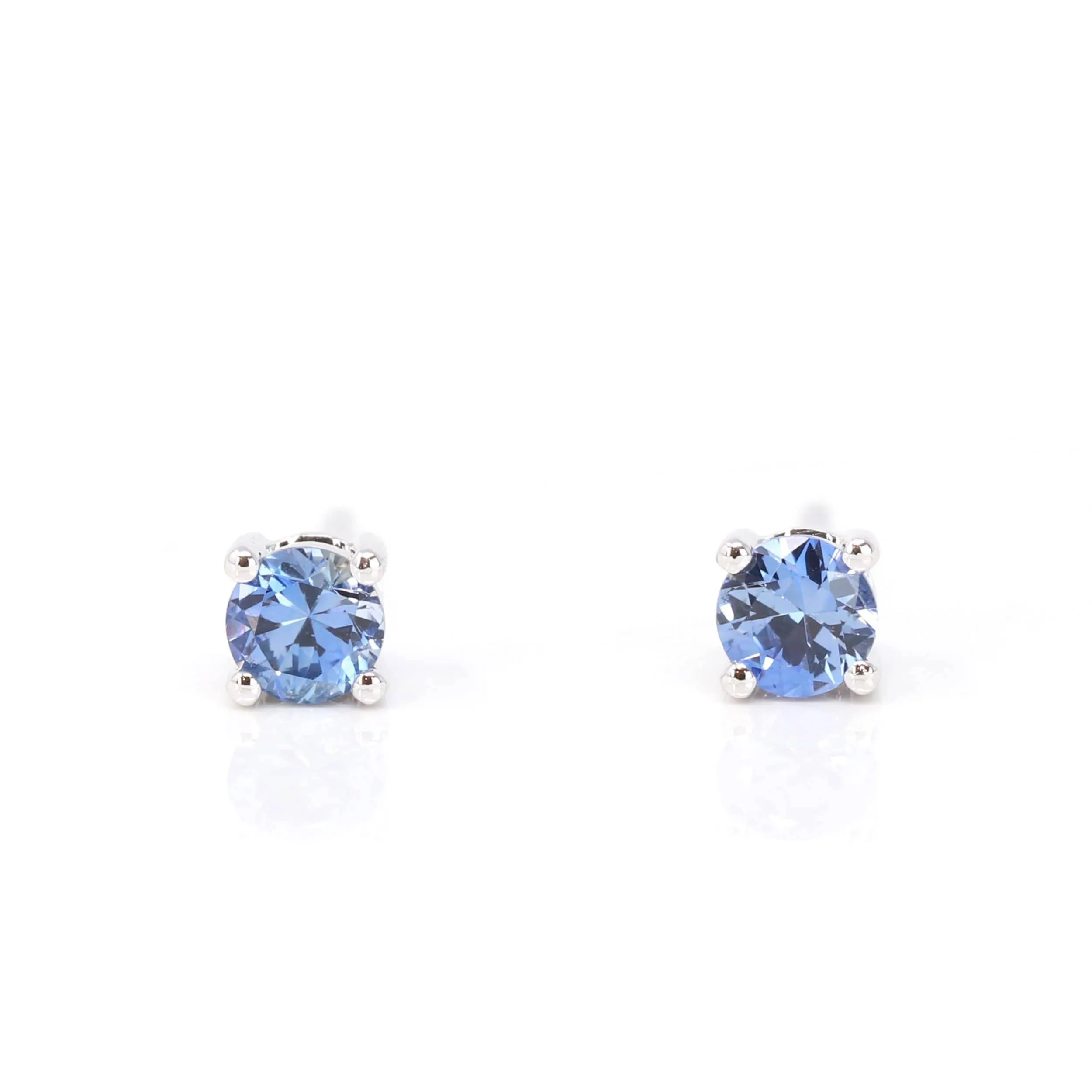 Baikalla? 14k White Gold Sapphire Round 4 Prong Stud Earrings