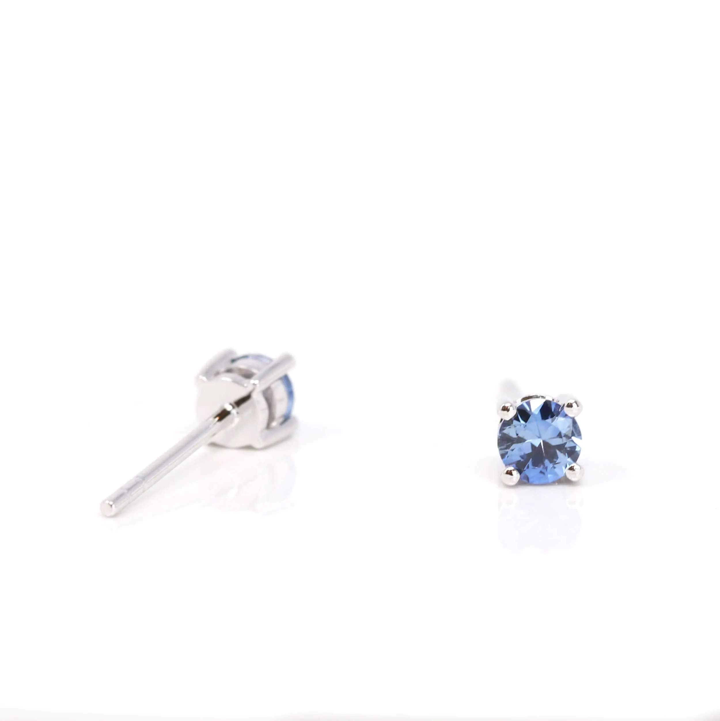 Baikalla? 14k White Gold Sapphire Round 4 Prong Stud Earrings