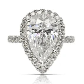 BELLA 4 Carat Pear Shape D Color VVS1 Clarity Diamond Engagement Ring Platinum GIA CERTIFIED 3 ct D VVS1 BY MIKE NEKTA