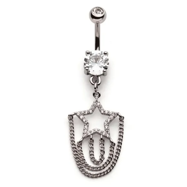 Belly Ring - Star With Chains