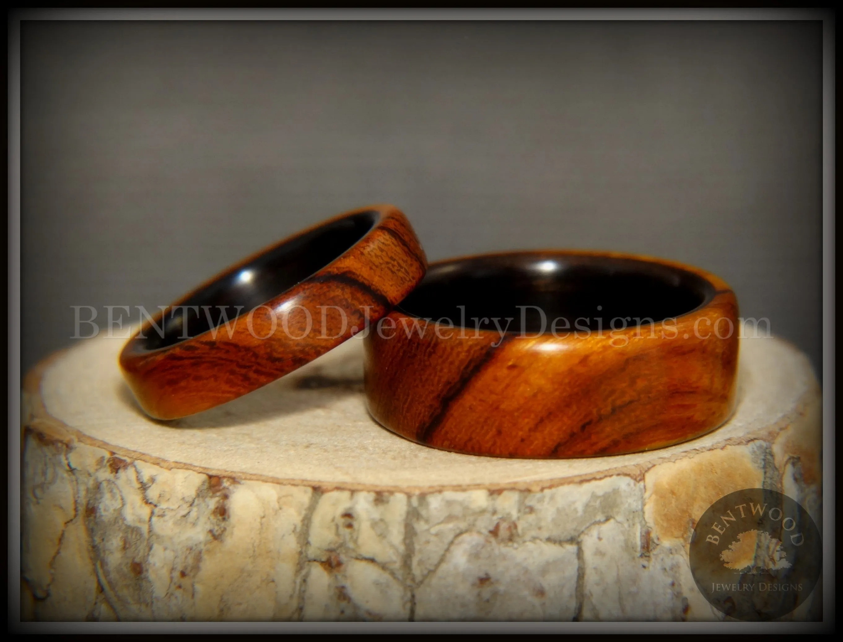 Bentwood Rings Set - One True Pairing Desert Ironwood on Carbon Fiber Core Set