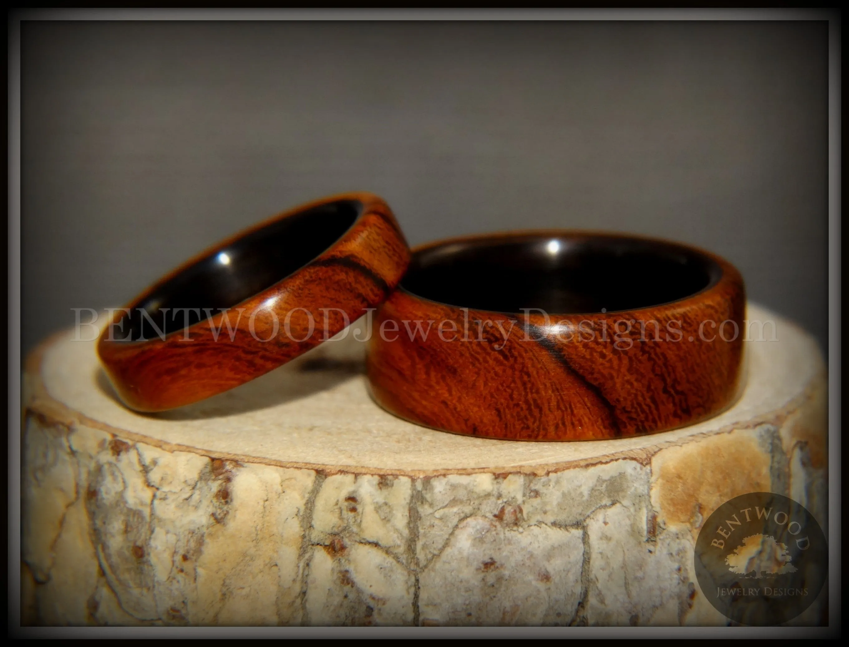 Bentwood Rings Set - One True Pairing Desert Ironwood on Carbon Fiber Core Set