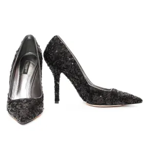 Black Sequin Pumps 38