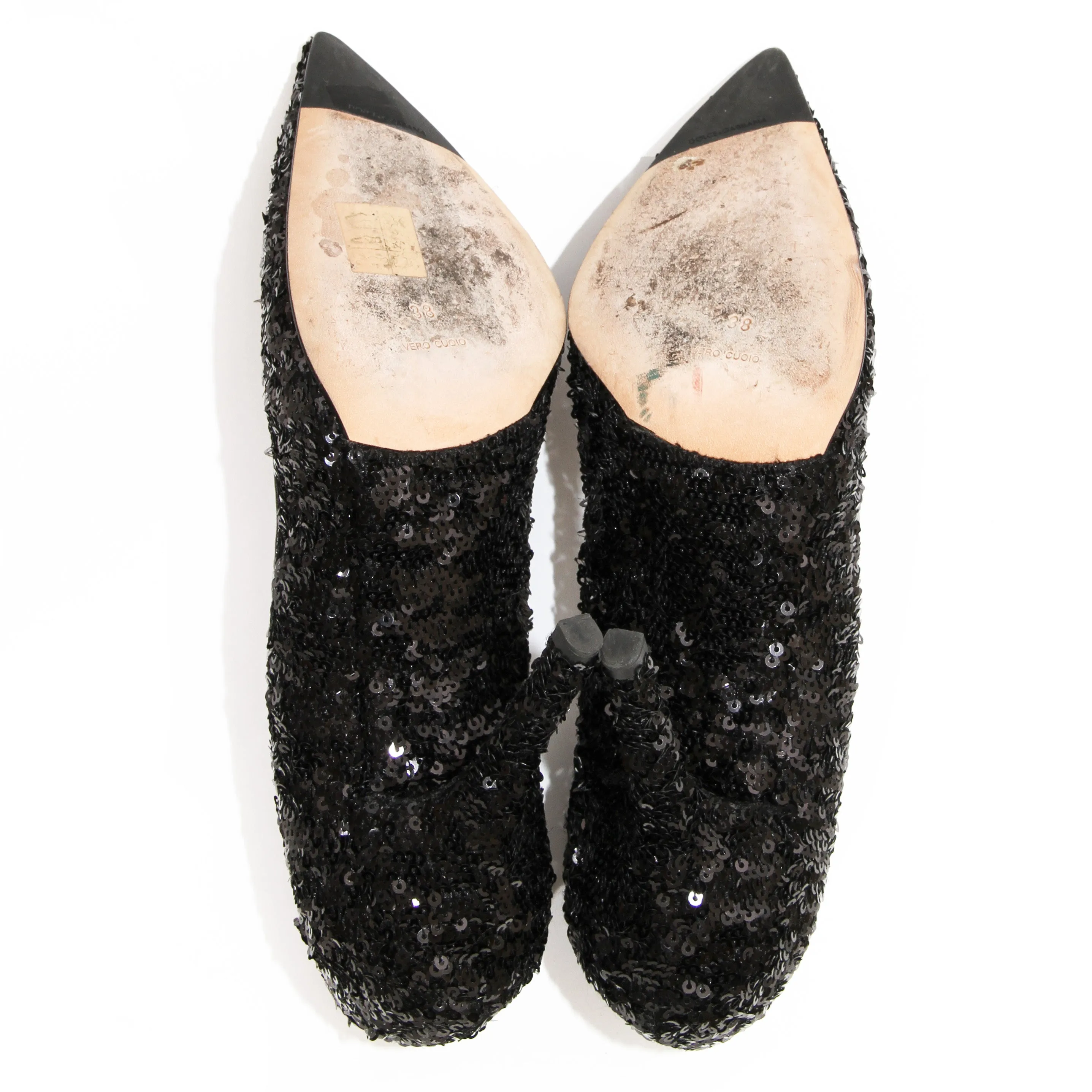 Black Sequin Pumps 38