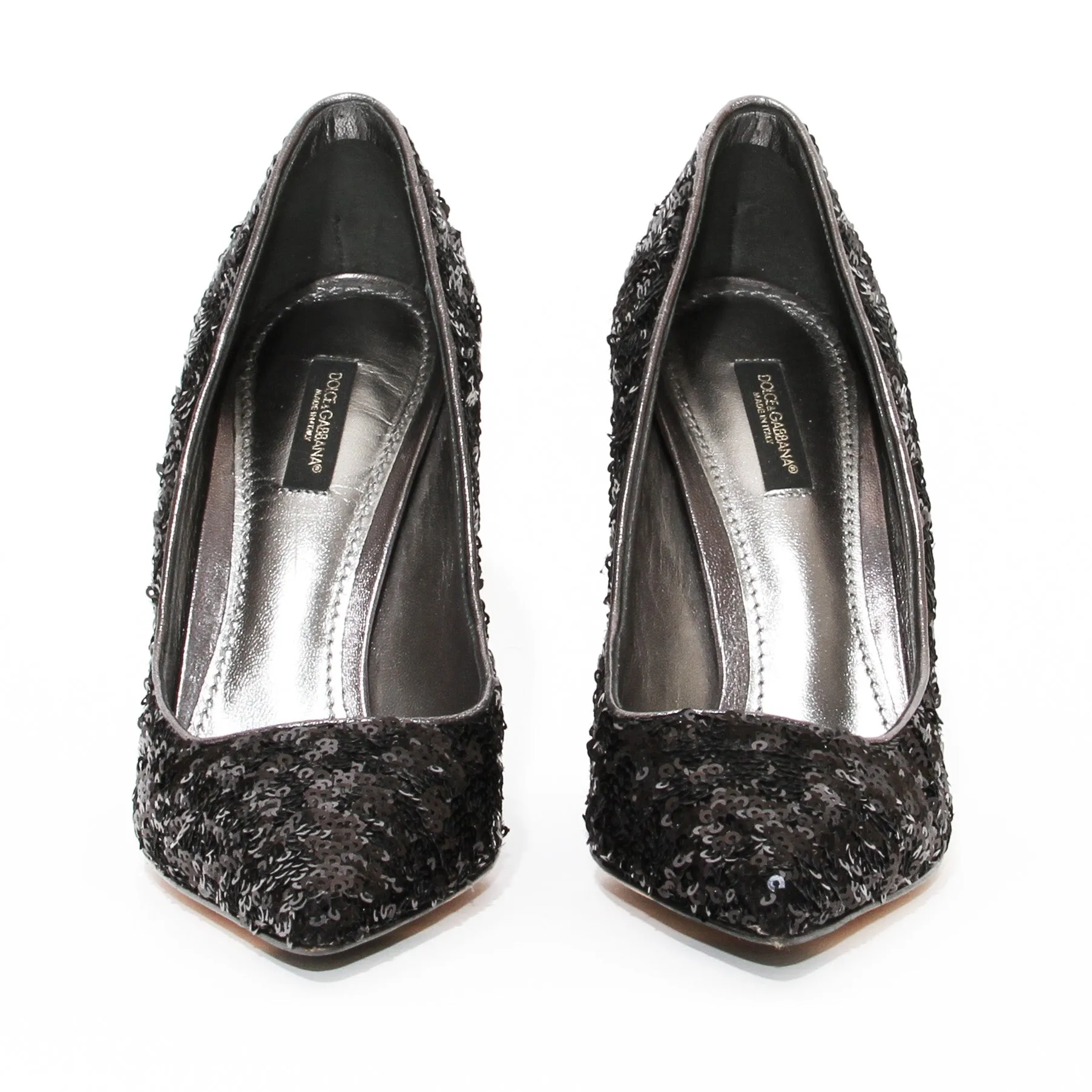 Black Sequin Pumps 38