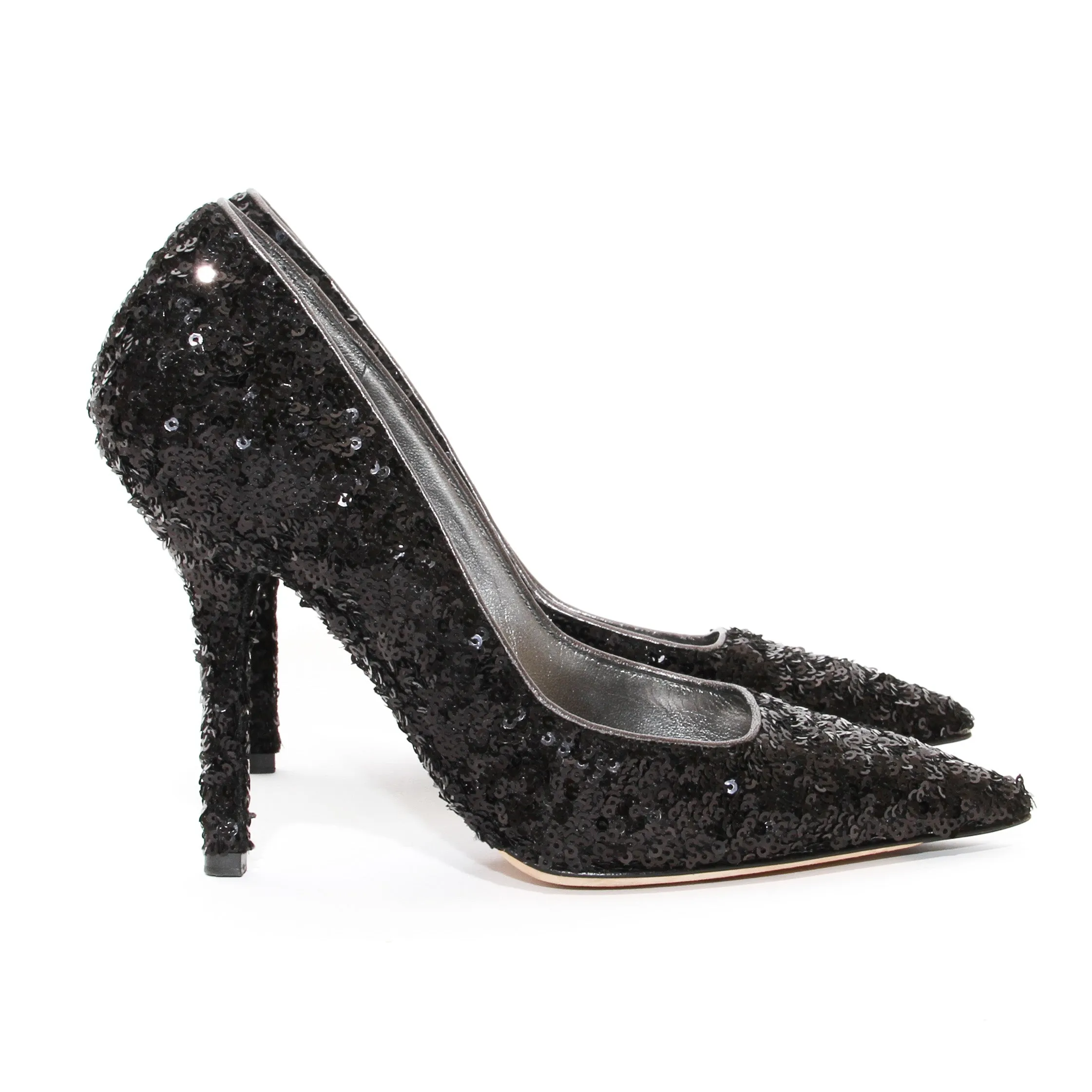 Black Sequin Pumps 38