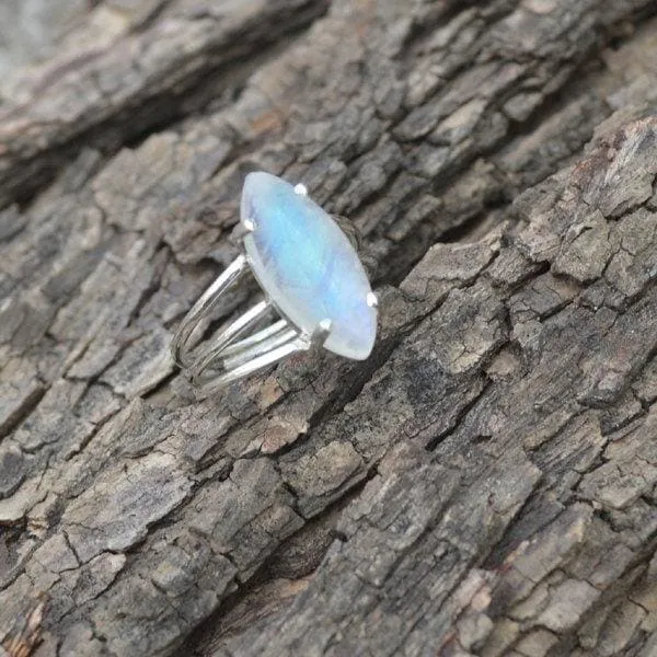 Blue Rainbow Moonstone Gemstone Solid 925 Sterling silver Ring , 22K Yellow Gold Filled, 22K Rose Gold Filled Ring