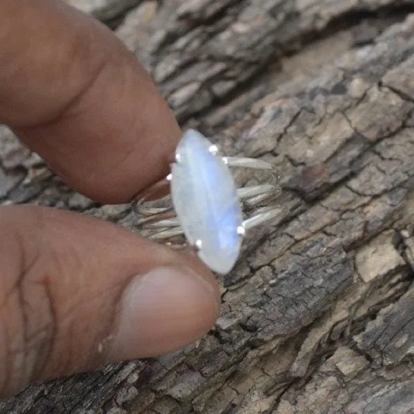 Blue Rainbow Moonstone Gemstone Solid 925 Sterling silver Ring , 22K Yellow Gold Filled, 22K Rose Gold Filled Ring