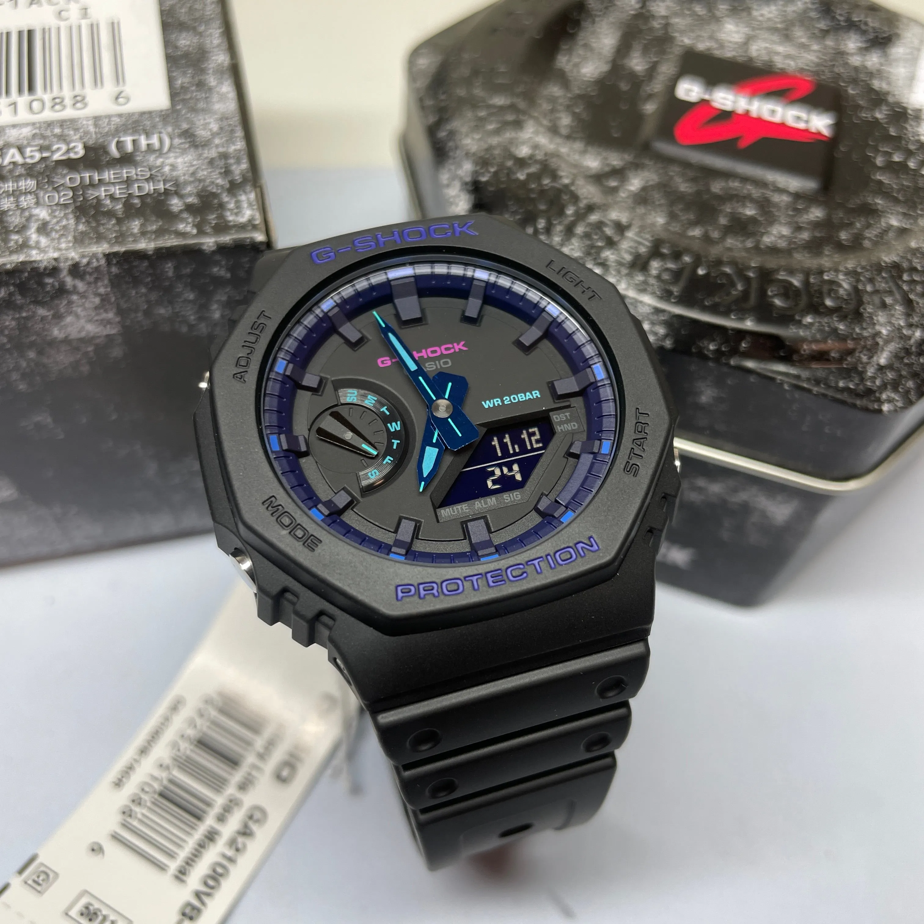 Casio G-Shock Black Carbon CasiOak Virtual World Blue Violet GA2100VB-1A