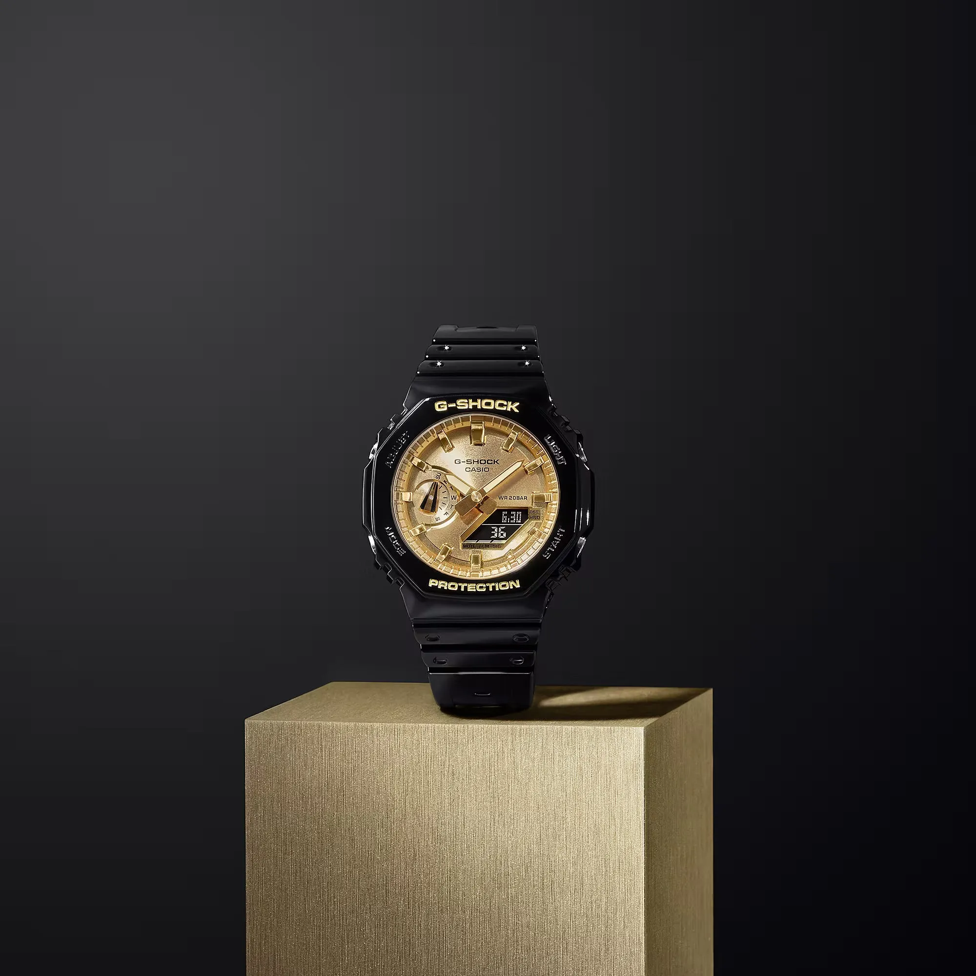 Casio G-Shock Black CasiOak Gold Metallic Glossy Watch GA2100GB-1A