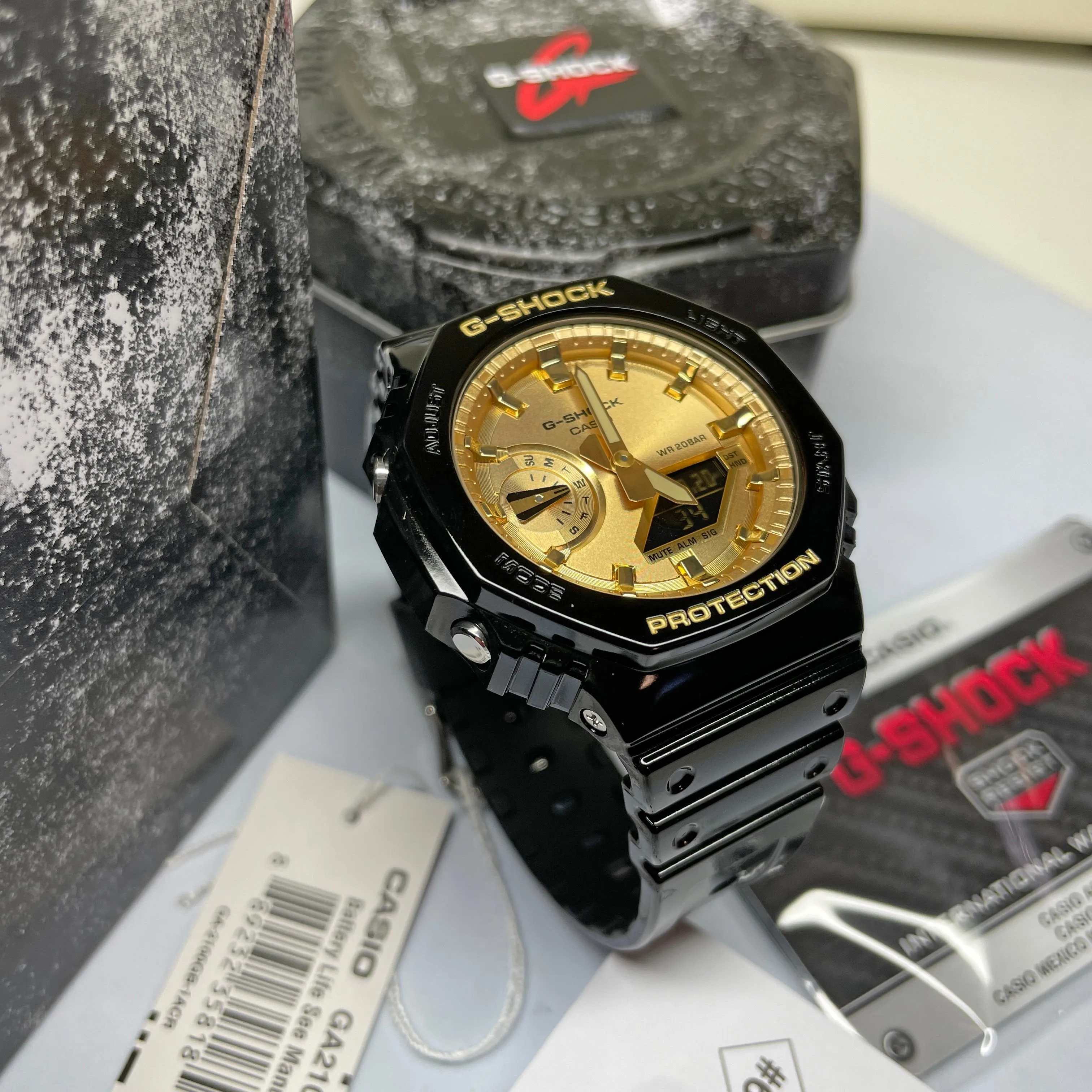 Casio G-Shock Black CasiOak Gold Metallic Glossy Watch GA2100GB-1A