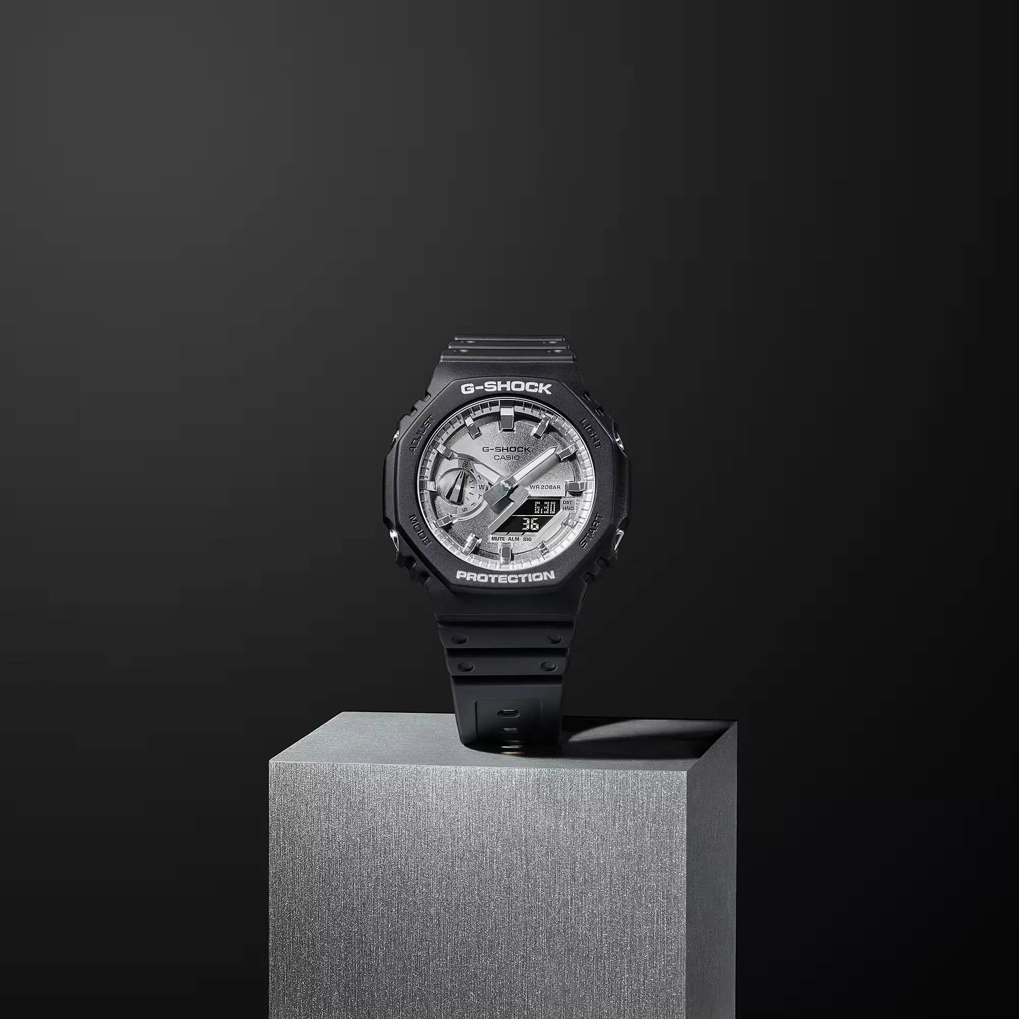 Casio G-Shock Black CasiOak Silver Metallic Matte Watch GA2100SB-1A