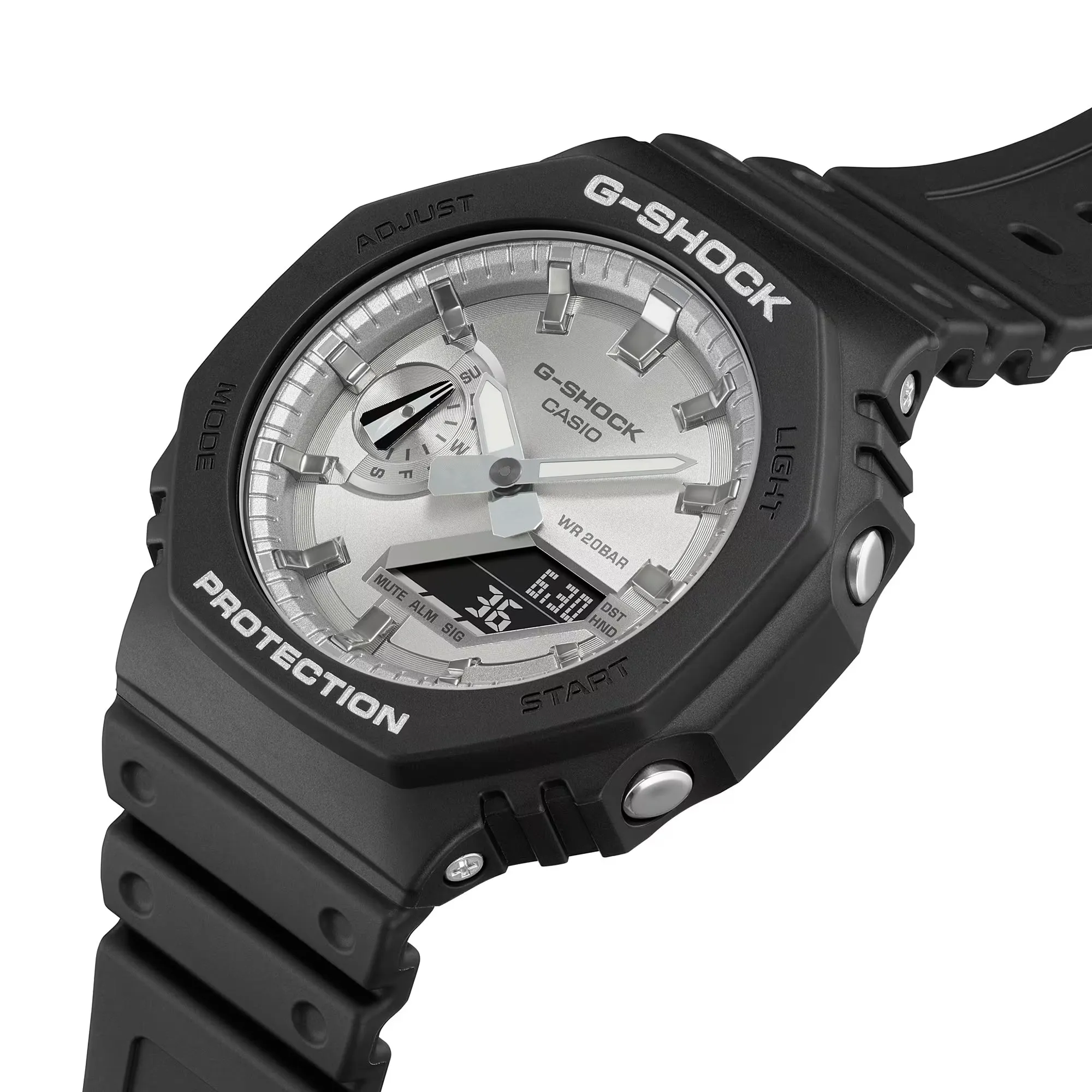 Casio G-Shock Black CasiOak Silver Metallic Matte Watch GA2100SB-1A