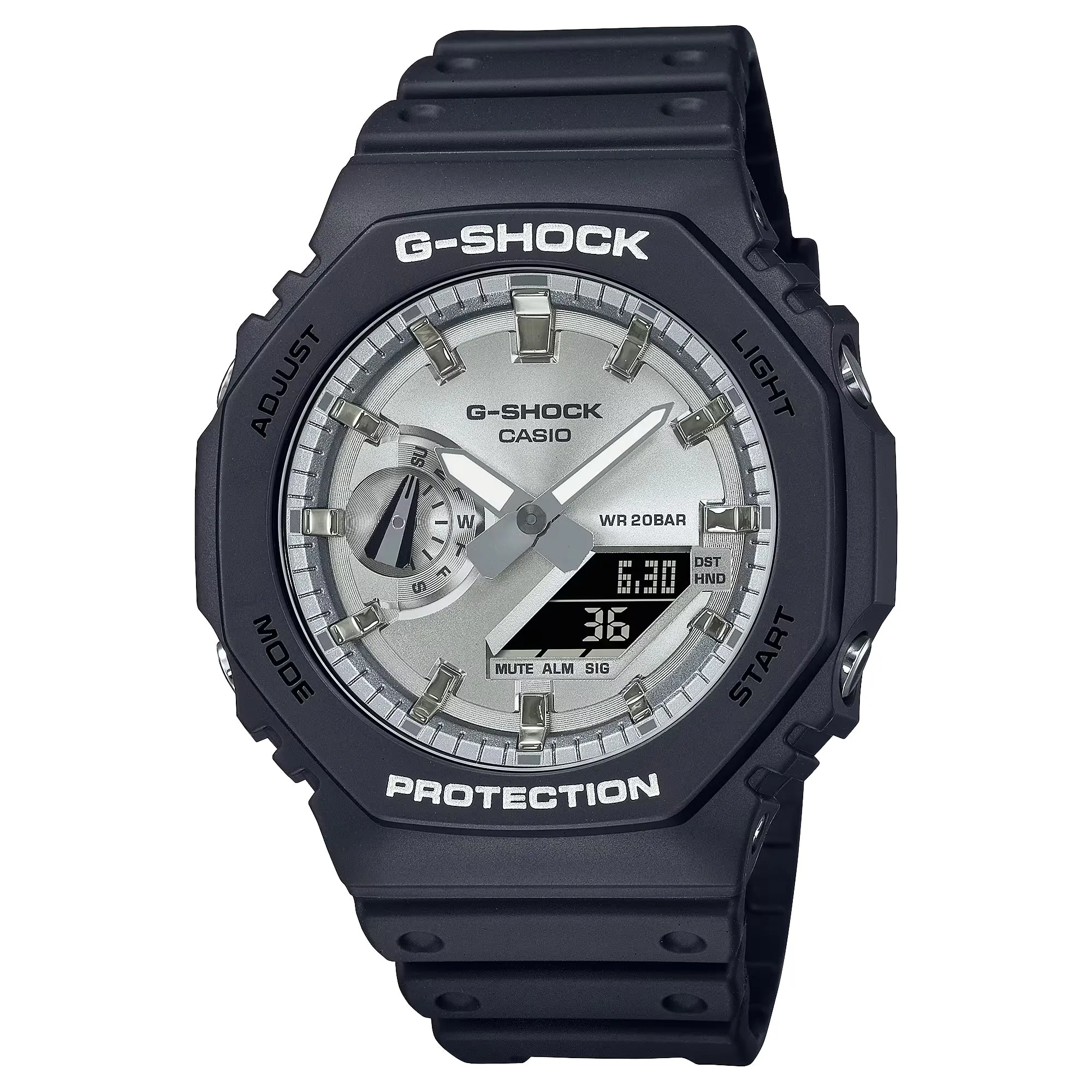 Casio G-Shock Black CasiOak Silver Metallic Matte Watch GA2100SB-1A