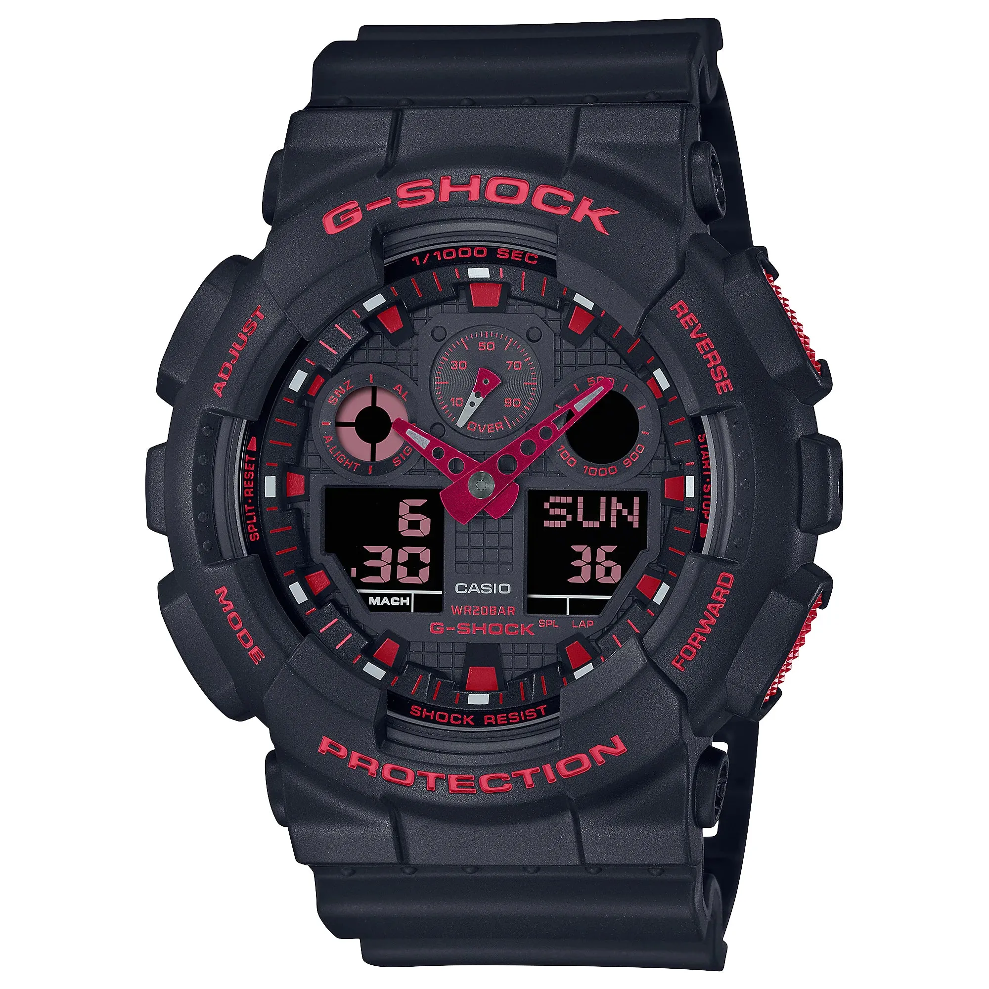 CASIO G-SHOCK GA100BNR-1A Ignite Red & Black Rugged Sport Watch