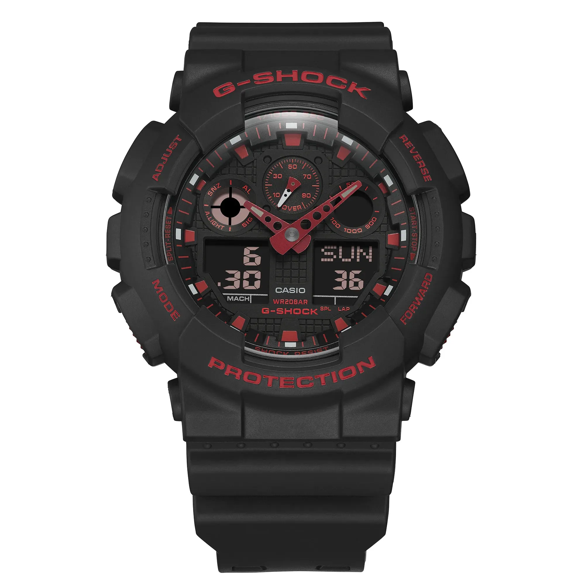 CASIO G-SHOCK GA100BNR-1A Ignite Red & Black Rugged Sport Watch