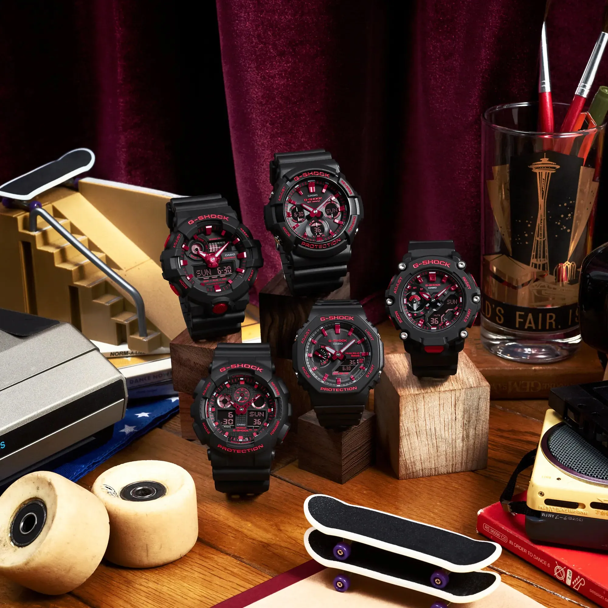 CASIO G-SHOCK GA100BNR-1A Ignite Red & Black Rugged Sport Watch