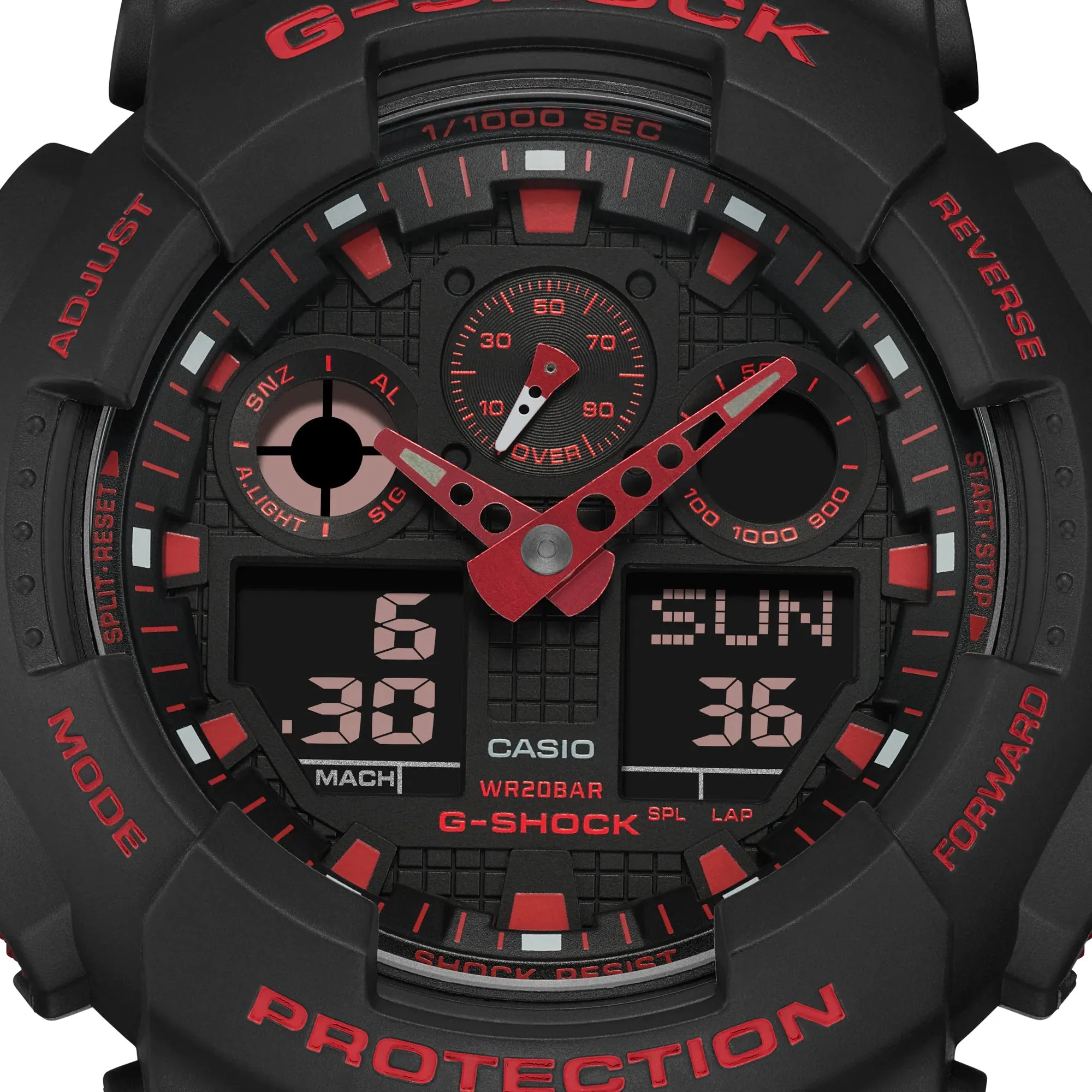 CASIO G-SHOCK GA100BNR-1A Ignite Red & Black Rugged Sport Watch