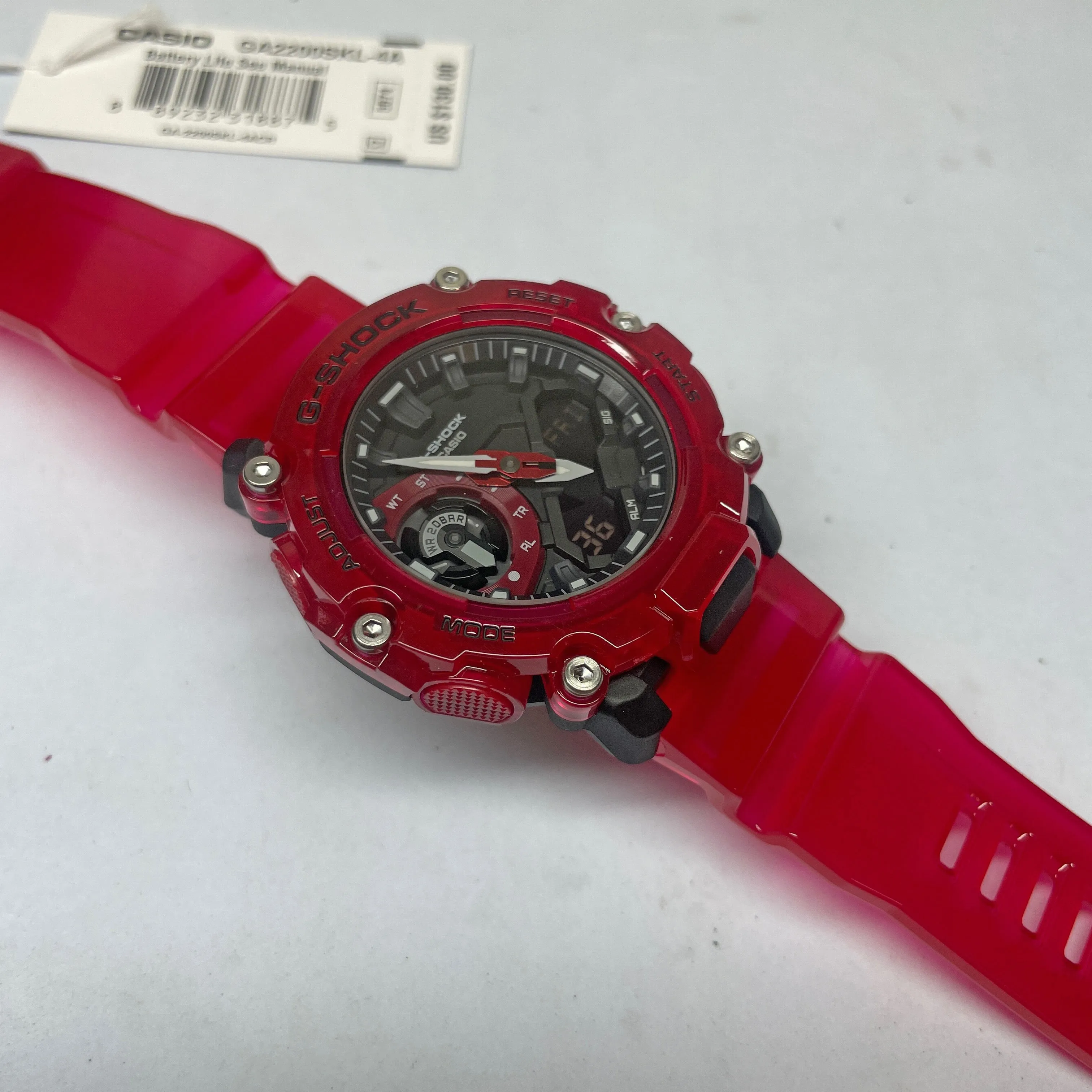 Casio G-Shock GA2200SKL-4A Sound Waves Series Skeleton Translucent Red Watch for Men