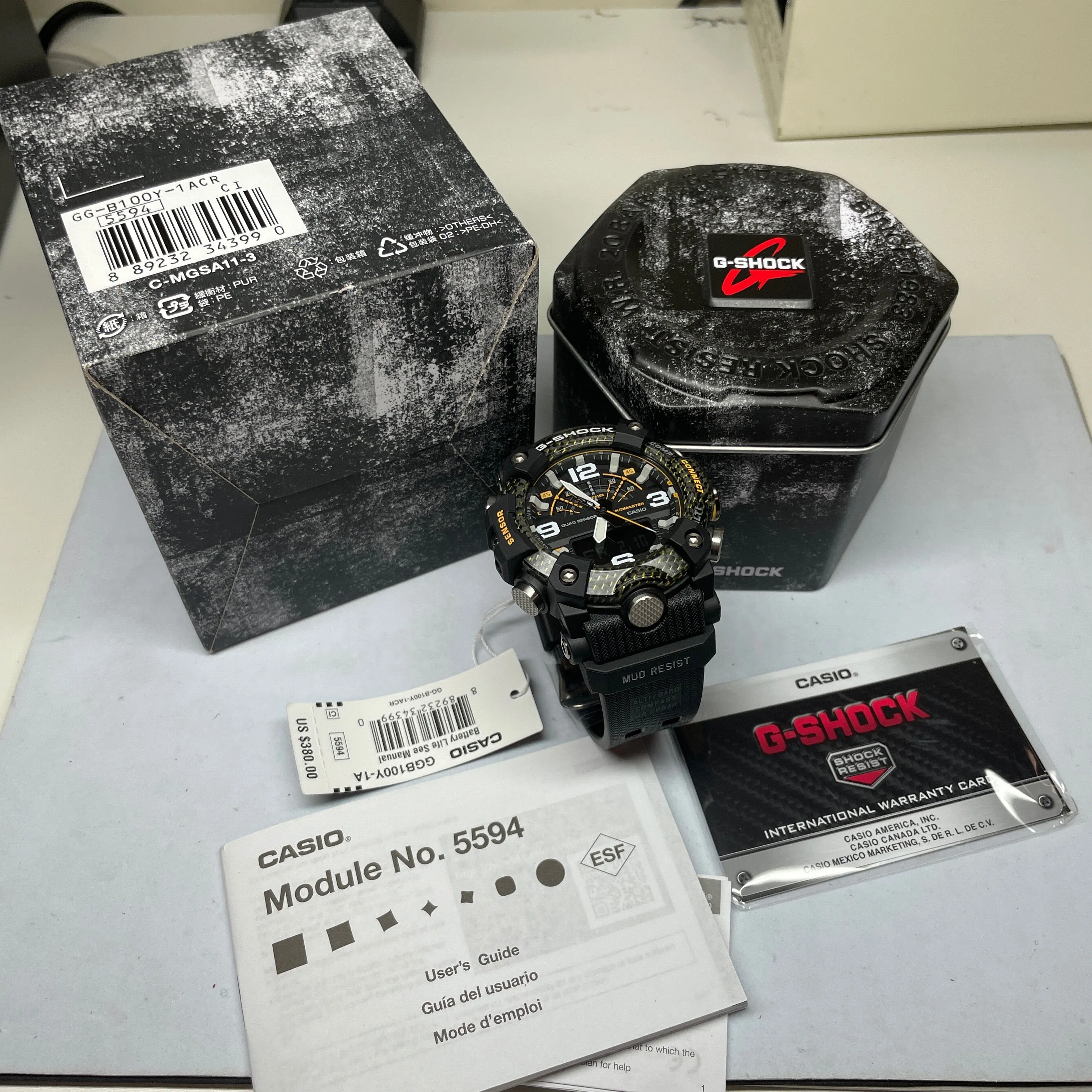 CASIO G-Shock GGB100Y-1A Yellow Black Mudmaster Pittsburgh Carbon Watch