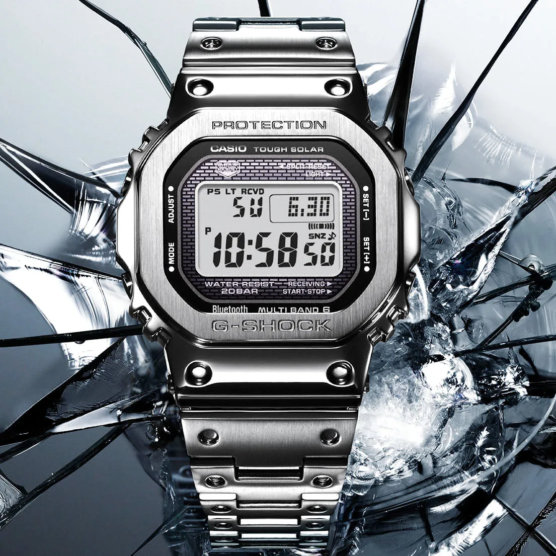 CASIO G-SHOCK GMWB5000D-1 Bluetooth Model Full Metal Solar Square Watch Steel