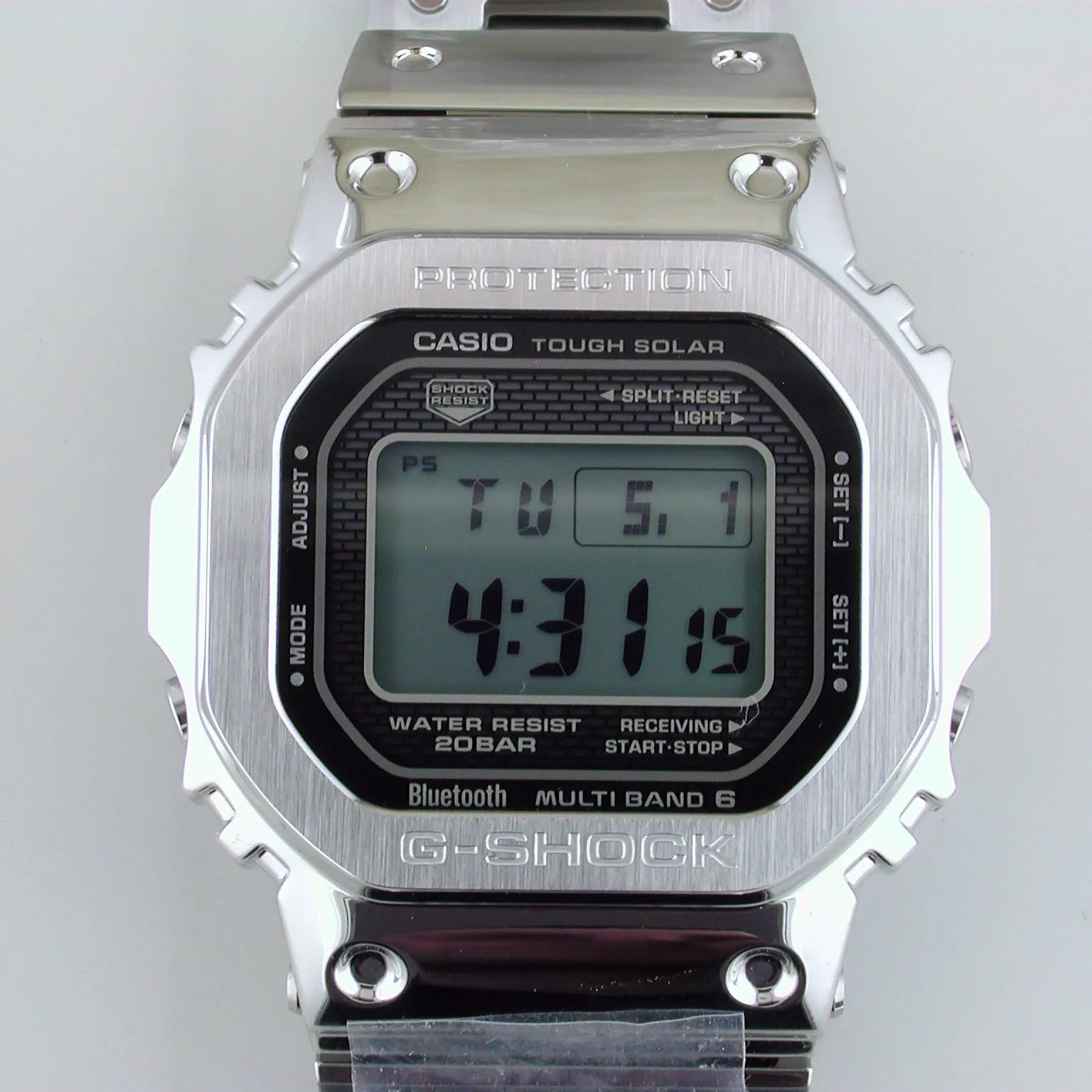 CASIO G-SHOCK GMWB5000D-1 Bluetooth Model Full Metal Solar Square Watch Steel