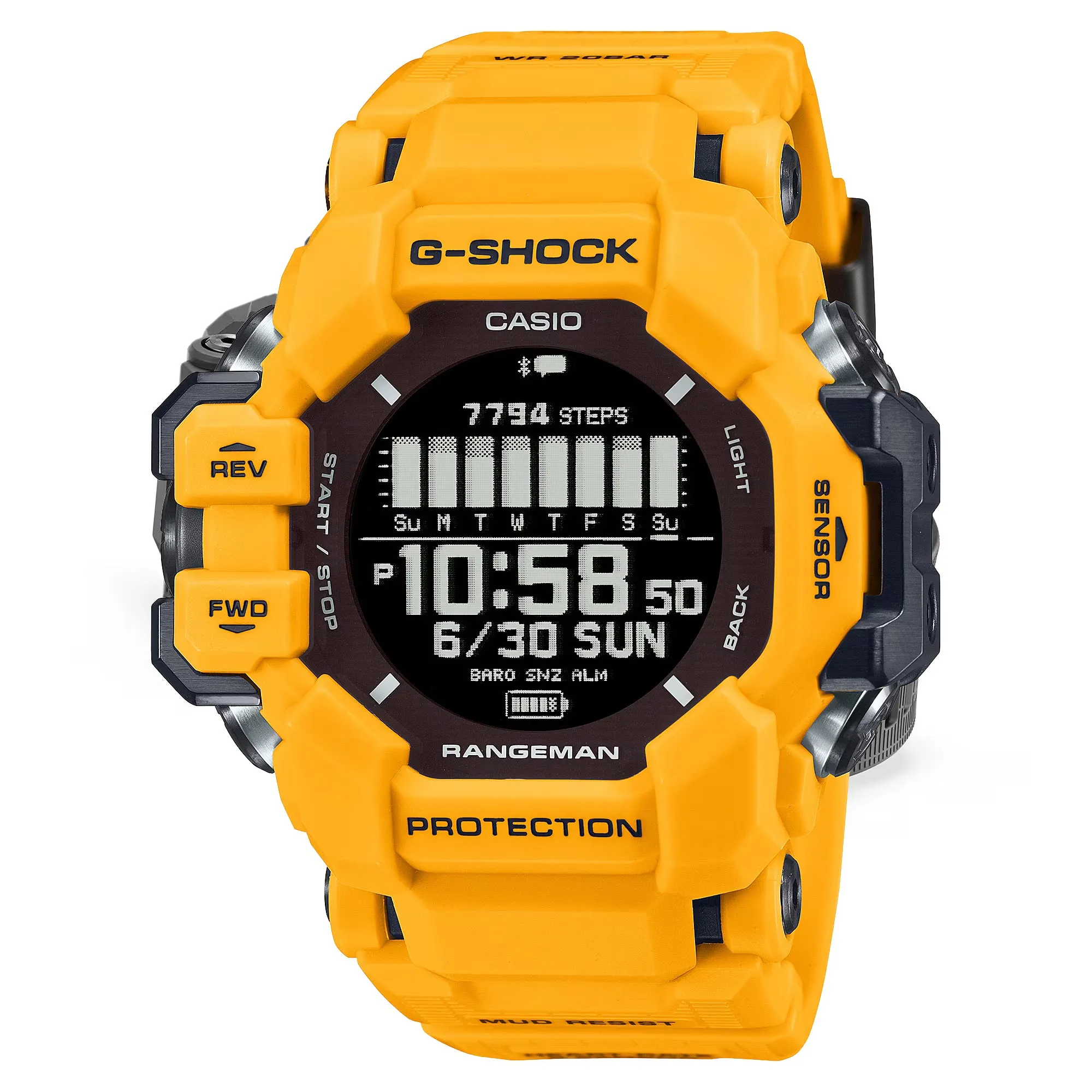 **Casio G-Shock GPS Rangeman Heart Rate Solar Watch - Model GPR-H1000-9 (Vibrant Yellow Edition)**