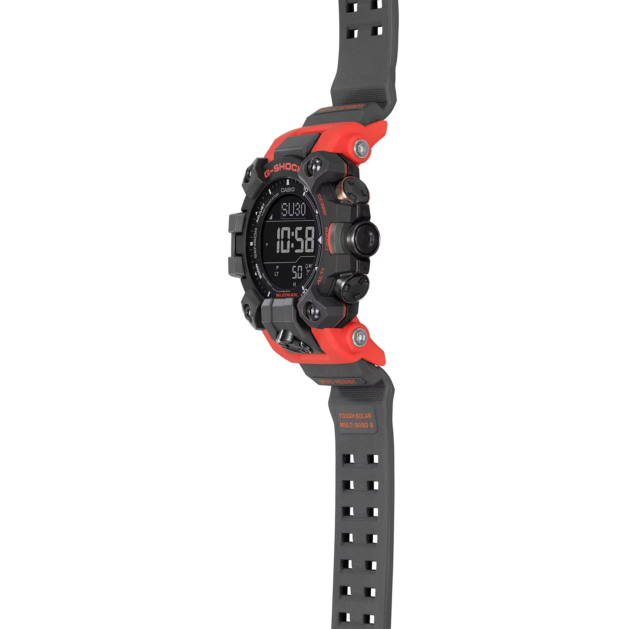 CASIO G-Shock Mudman GW9500-1A4 Watch - Triple Sensor, Solar-Powered, Red Orange