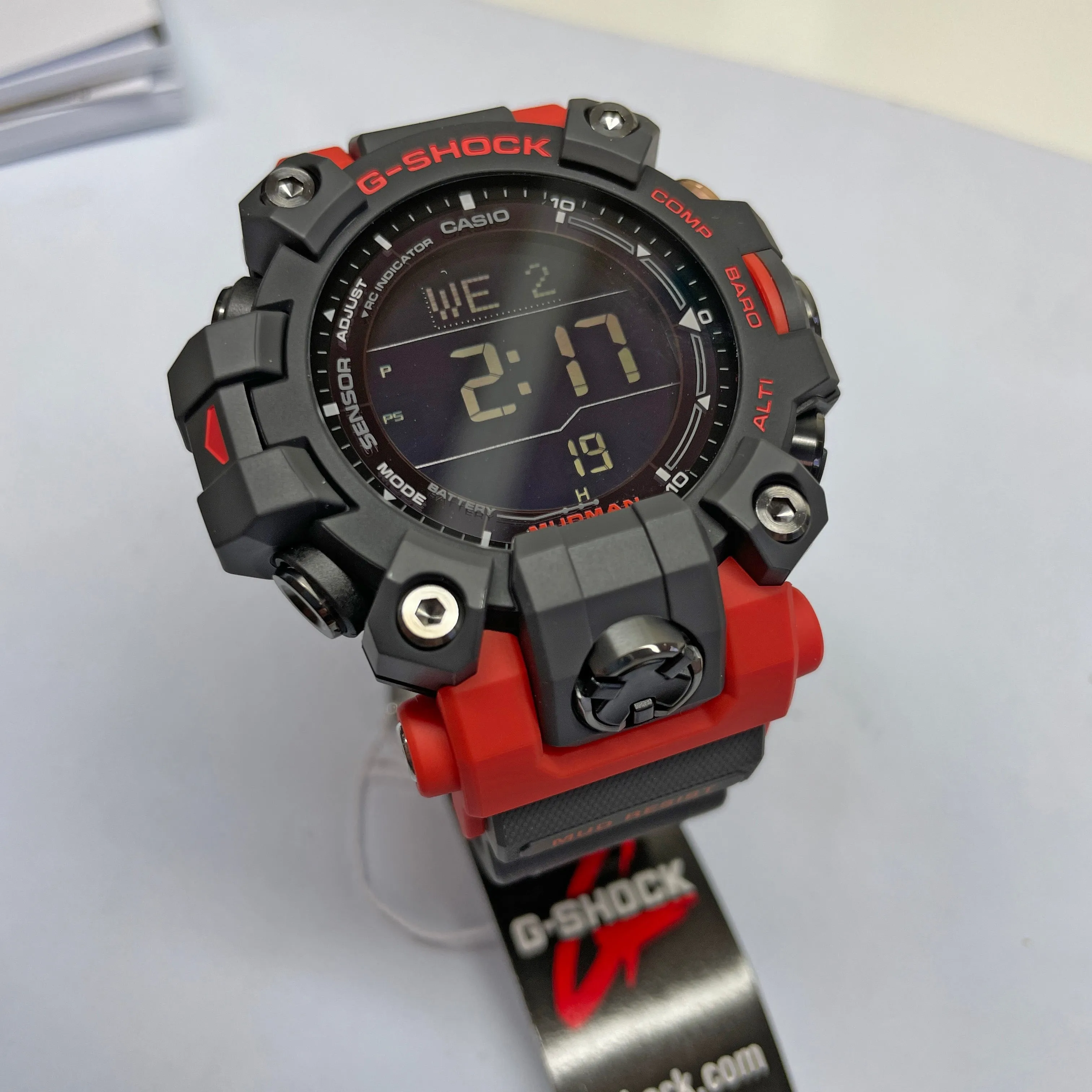 CASIO G-Shock Mudman GW9500-1A4 Watch - Triple Sensor, Solar-Powered, Red Orange