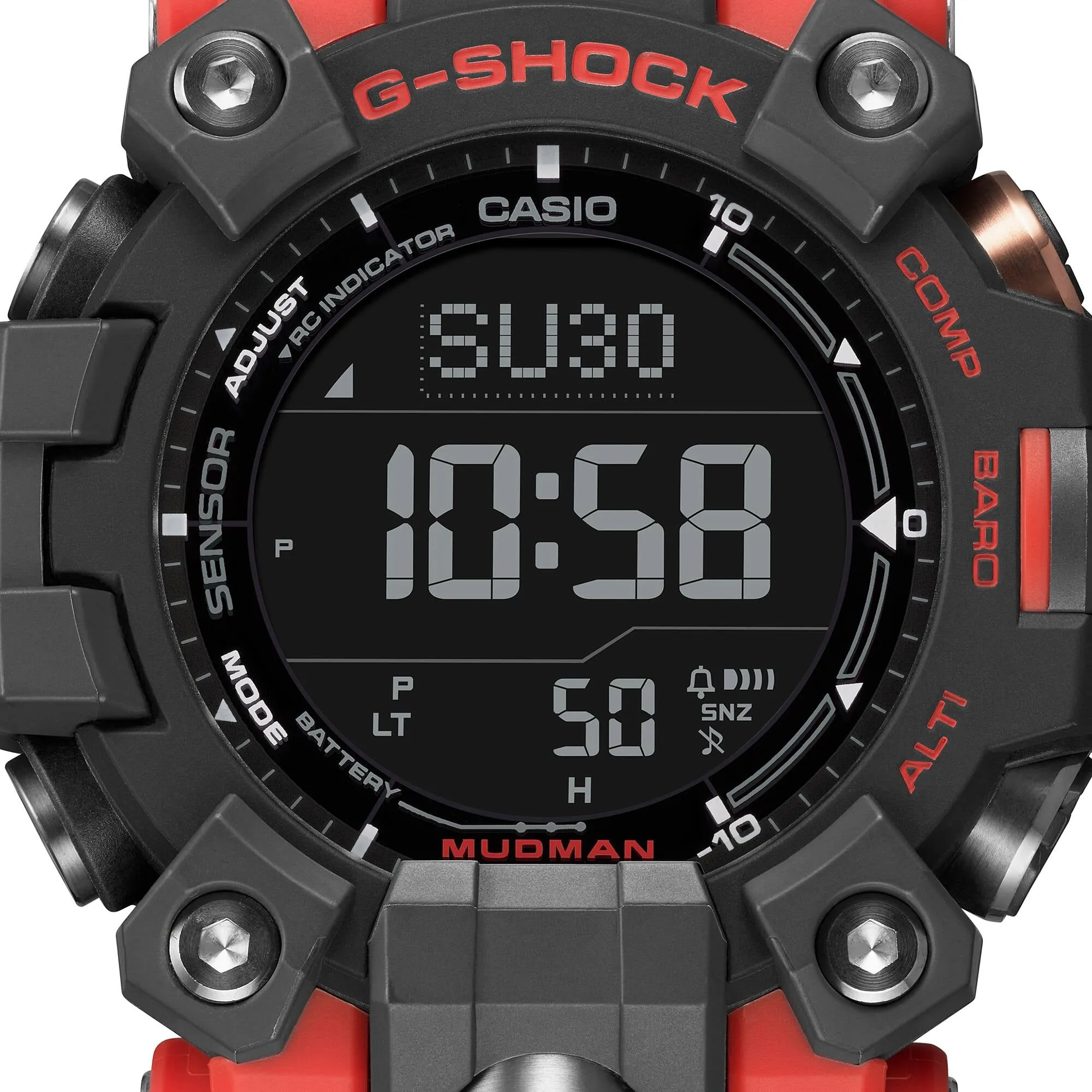 CASIO G-Shock Mudman GW9500-1A4 Watch - Triple Sensor, Solar-Powered, Red Orange