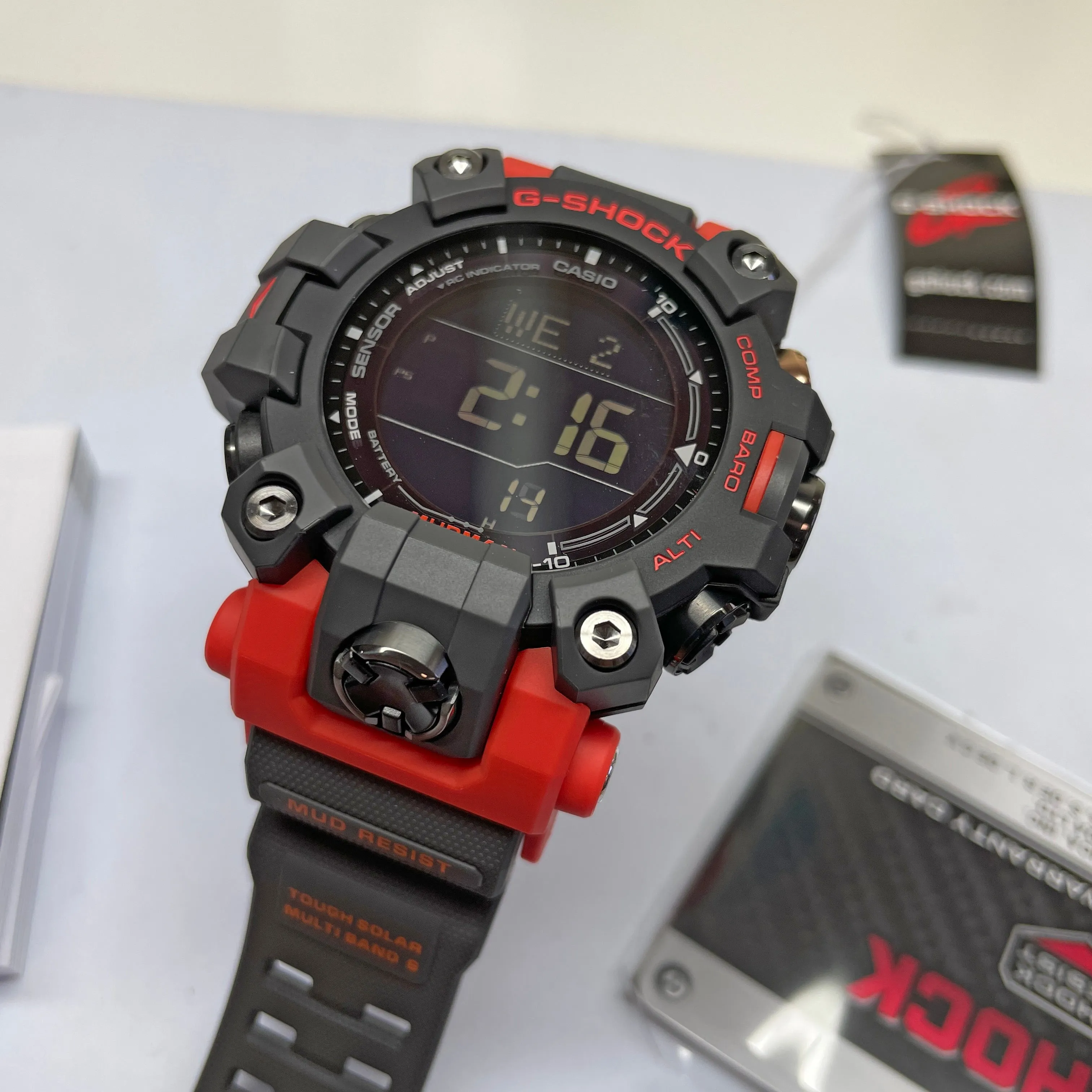 CASIO G-Shock Mudman GW9500-1A4 Watch - Triple Sensor, Solar-Powered, Red Orange