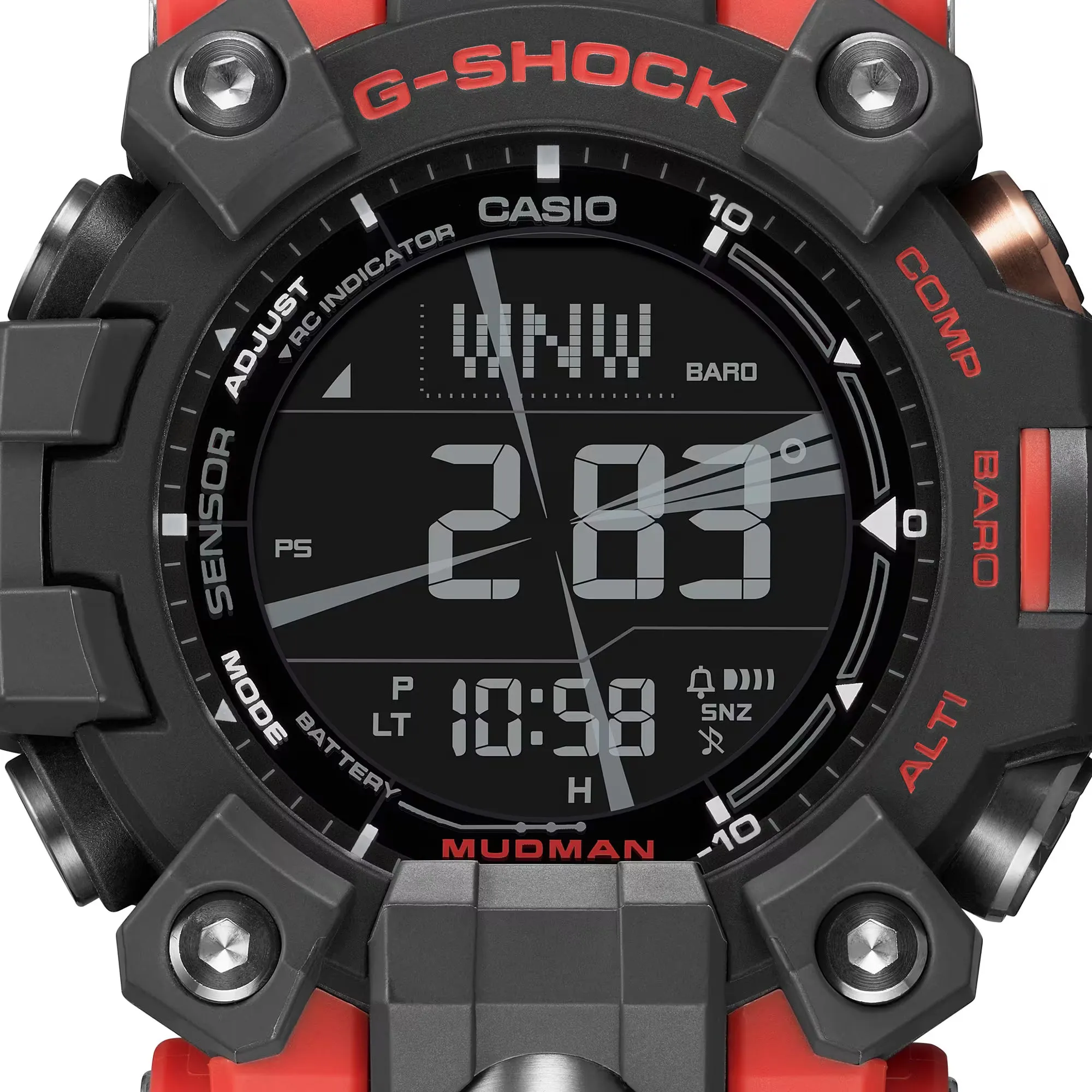 CASIO G-Shock Mudman GW9500-1A4 Watch - Triple Sensor, Solar-Powered, Red Orange