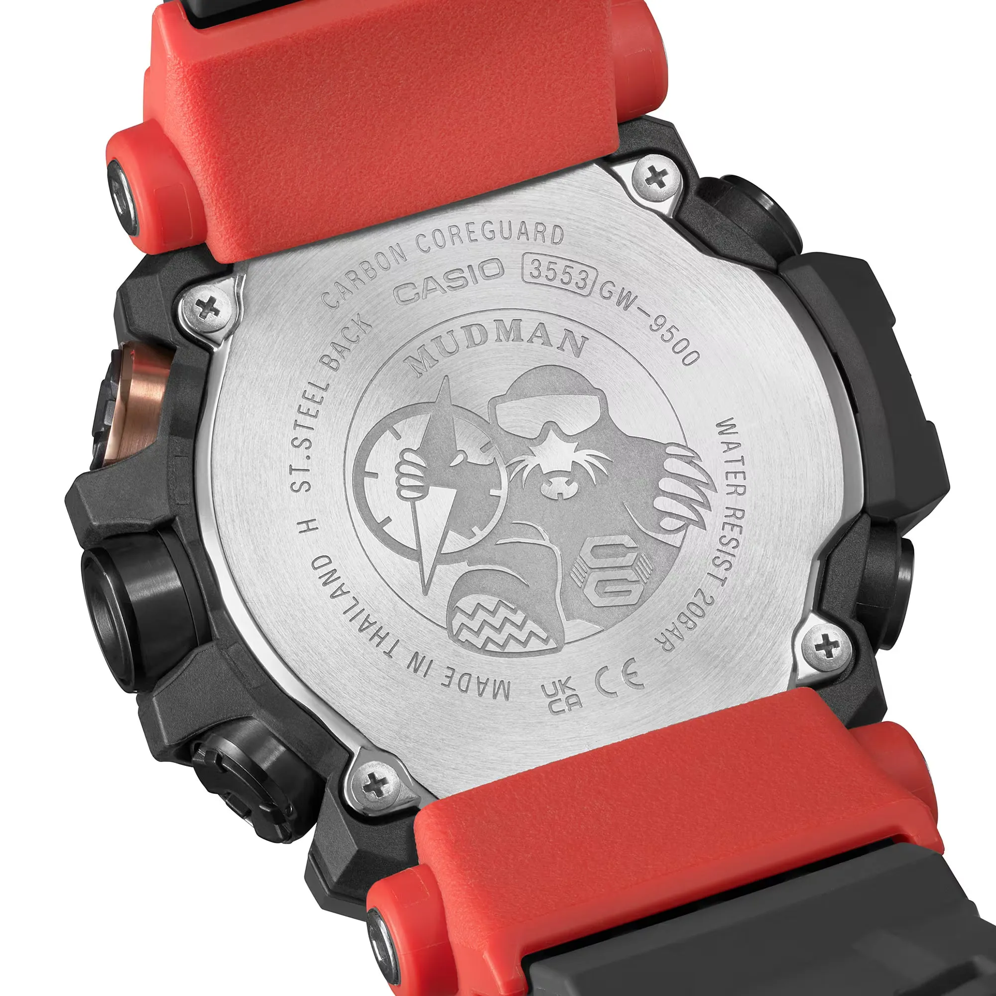 CASIO G-Shock Mudman GW9500-1A4 Watch - Triple Sensor, Solar-Powered, Red Orange