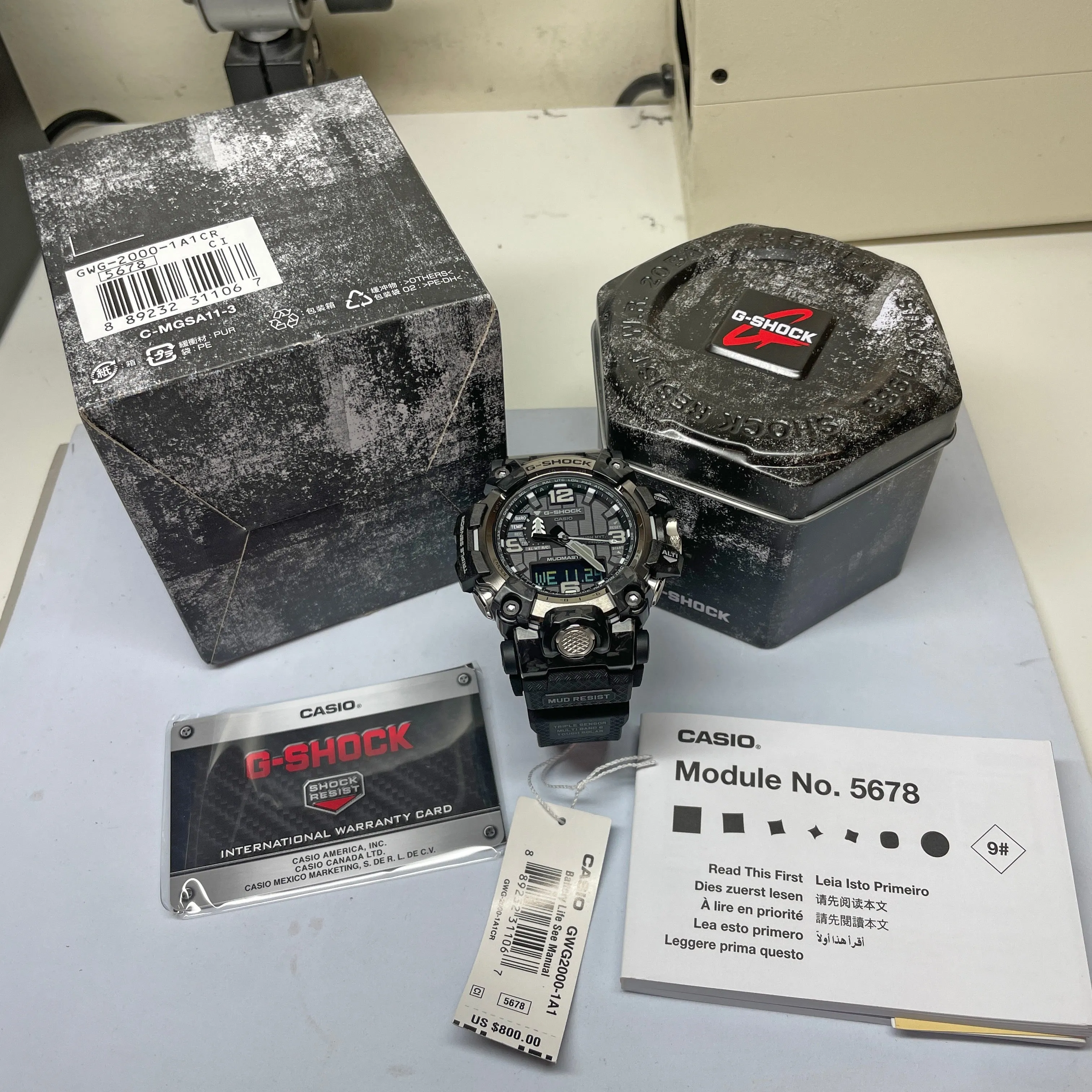 Certainly! Here’s an optimized title for the product:

**Casio G-Shock GWG2000-1A1 Mudmaster Carbon Fiber Triple Sensor Tactical Watch - Durable Black Design**