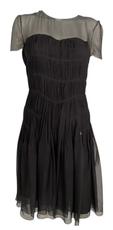 Chanel 05A 2005 Fall Black Silk pleated Dress FR 38 US 4/6