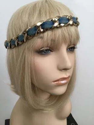 Chanel 08C 2008 Cruise Denim Gold Chain Headband/Necklace/Bracelet