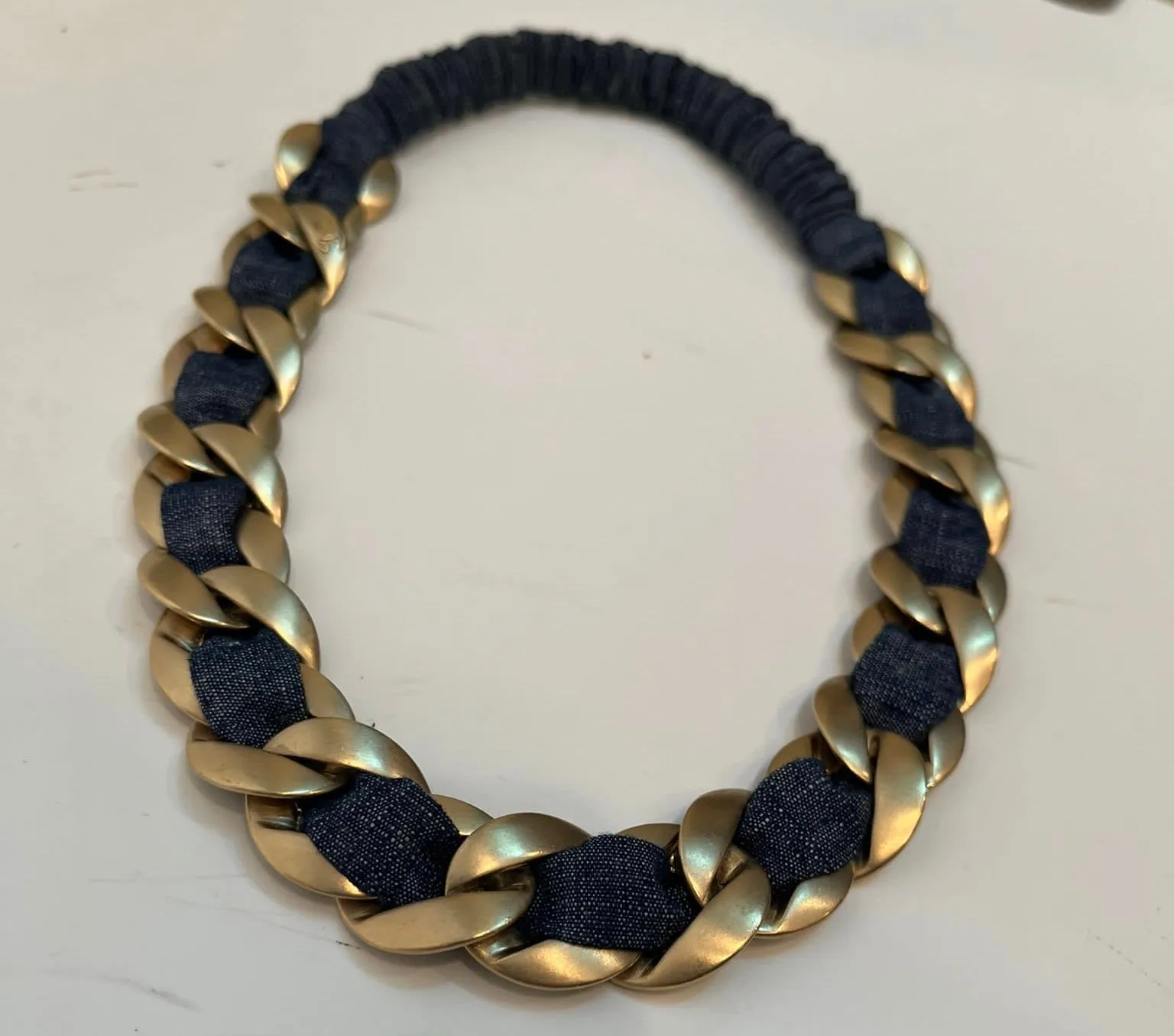 Chanel 08C 2008 Cruise Denim Gold Chain Headband/Necklace/Bracelet